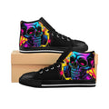 Neon Skull High Top Sneakers | Colorful Graffiti Skull Shoes