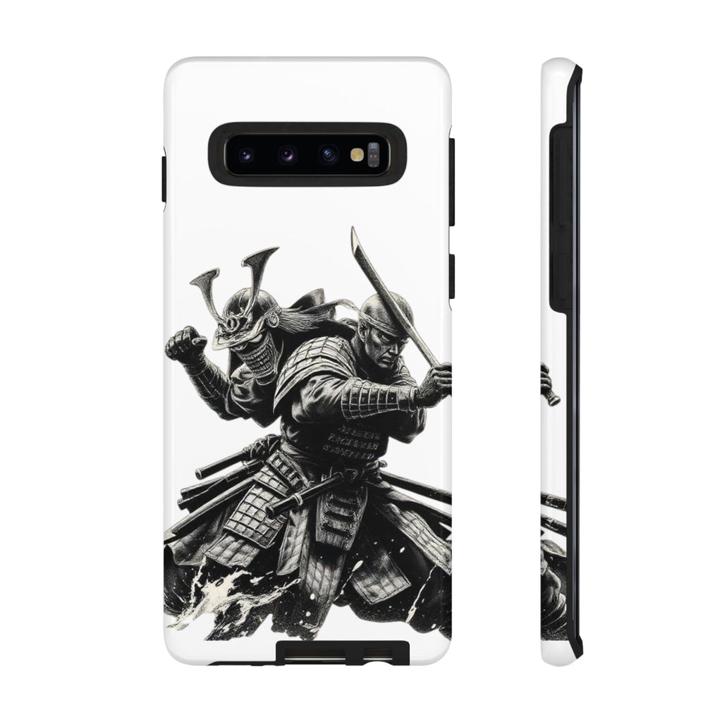 Samurai Warriors Phone Case | Black Ink Battle Illustration, Tough Case