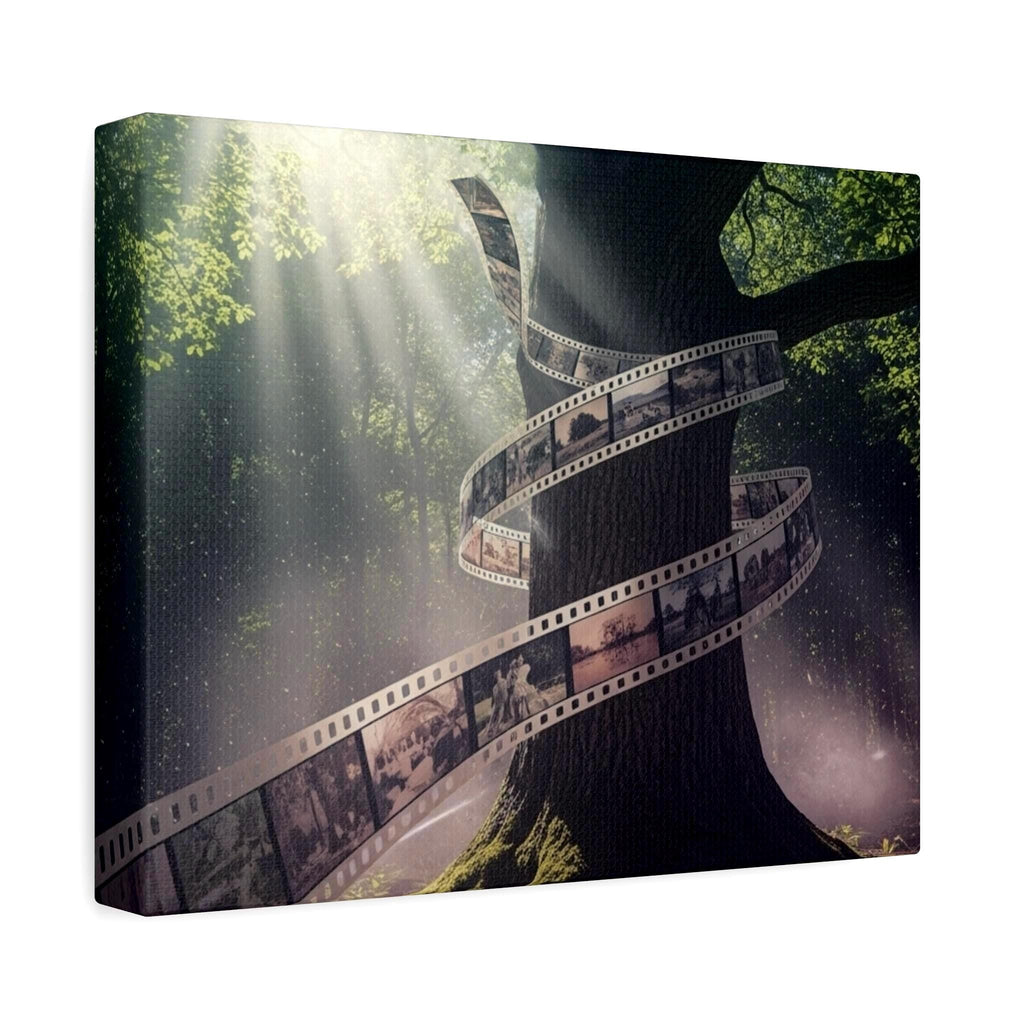Film Reel Tree canvas | Vintage photo strip forest wall art
