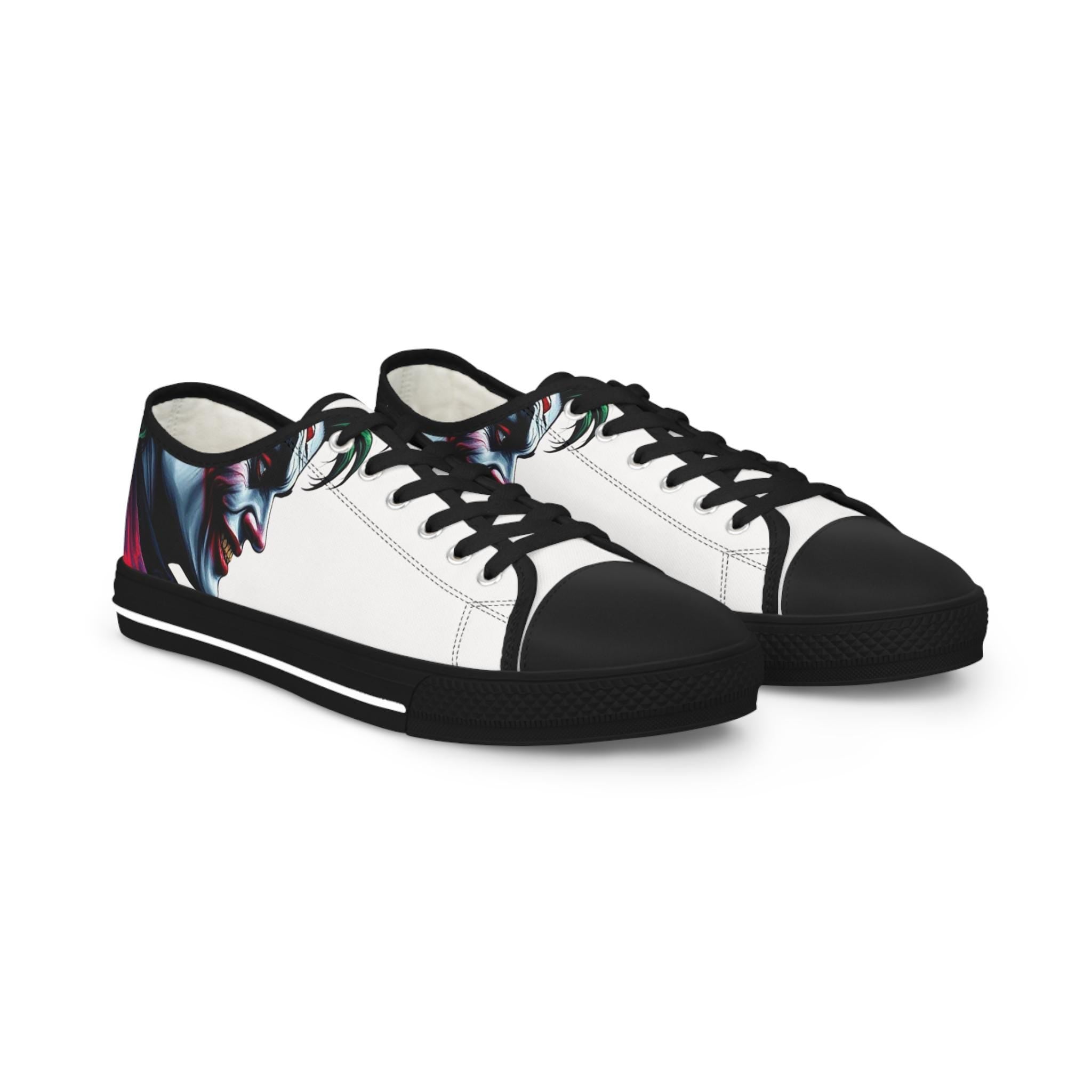 Joker Face Illustration Low Top Sneakers | Comic Villain Artwork