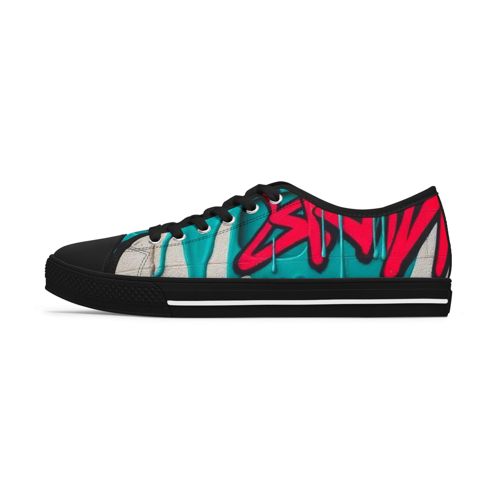 Teal Pink Street Graffiti Women's Low Top Sneakers