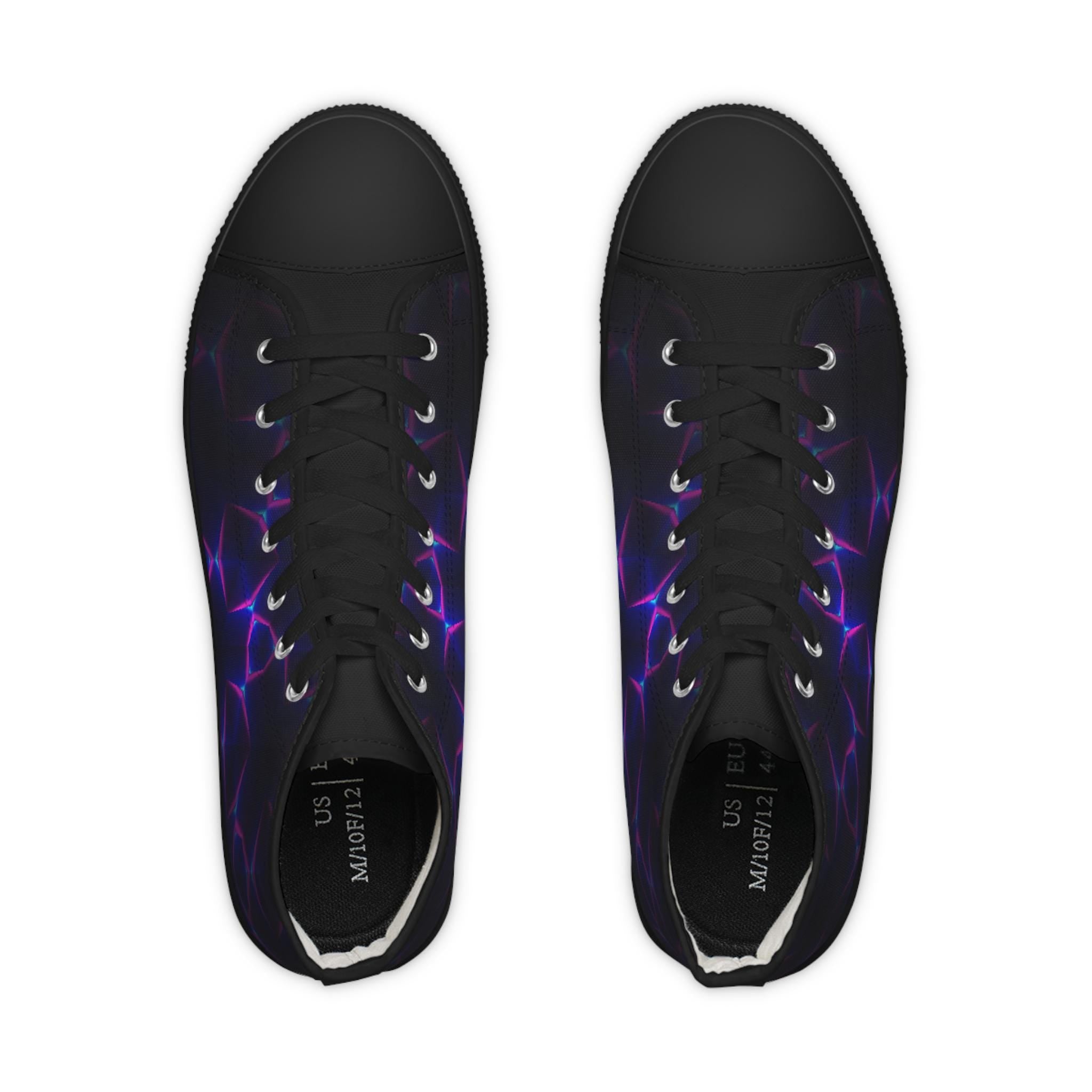 Neon Plasma Pattern High Top Sneakers | Purple Electric Wave Shoes