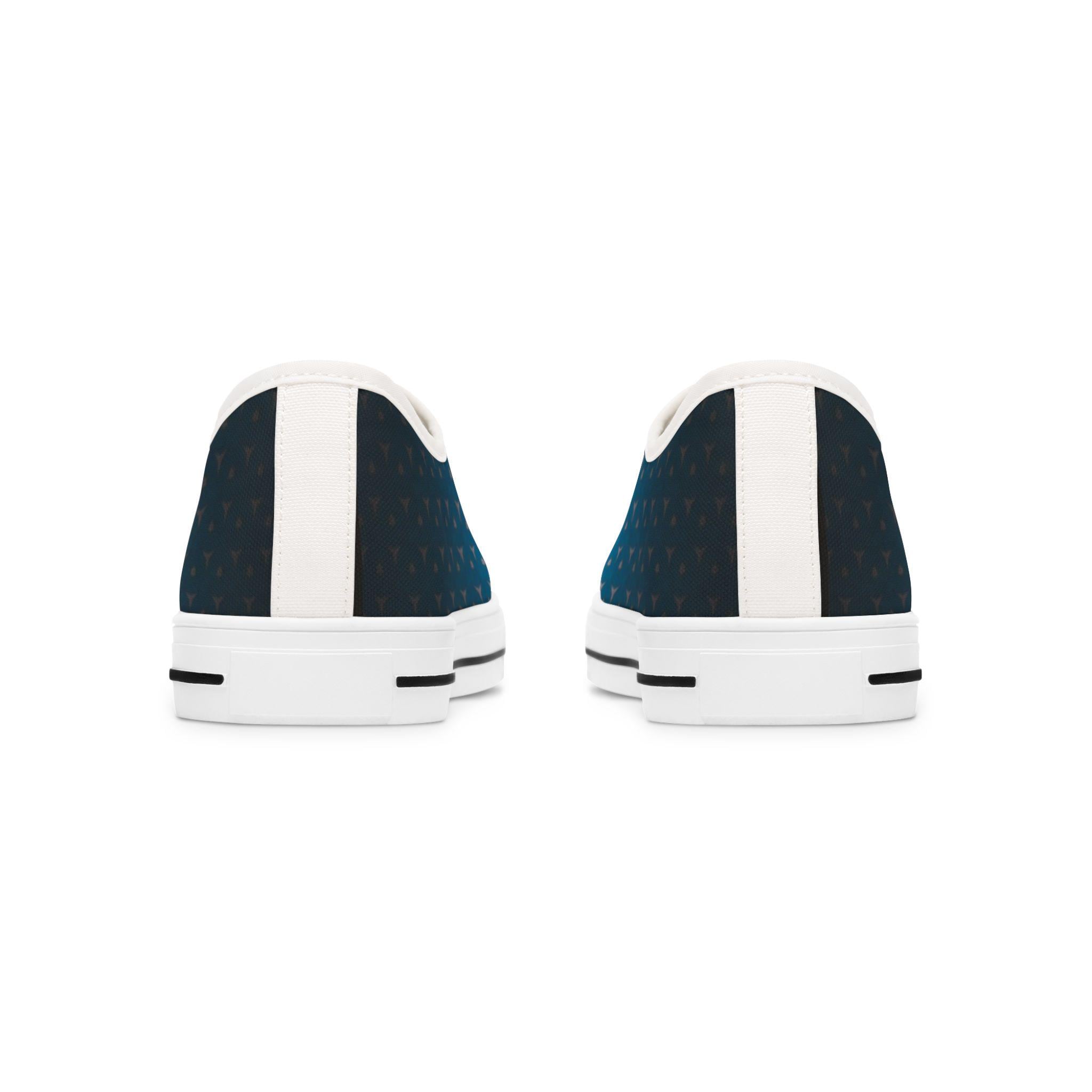 Blue Gradient Triangle Pattern Sneakers | Low Top Canvas Shoes