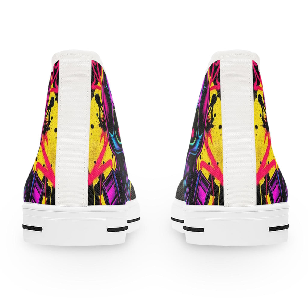 Neon Skull High Top Sneakers | Colorful Grunge Skate Shoes