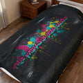 Neon Graffiti The World Is Your Canvas Art Blanket | Urban Spray Paint Alley Mural