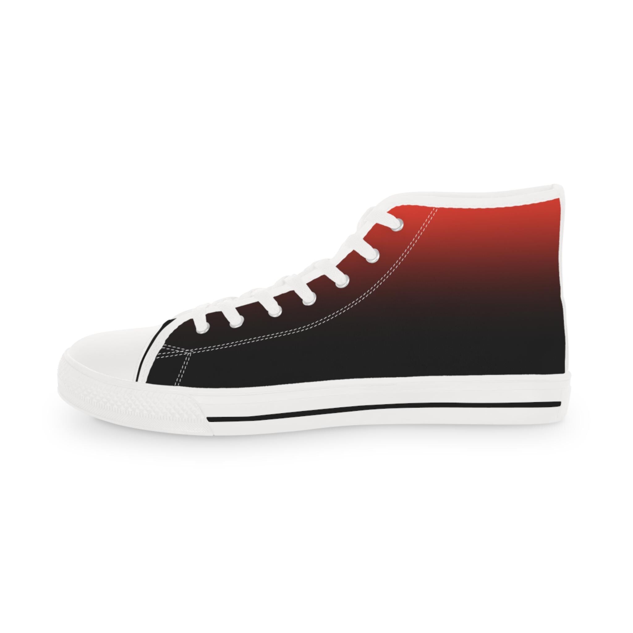 Red to Black Gradient High Top Sneakers | Ombre Canvas Shoes