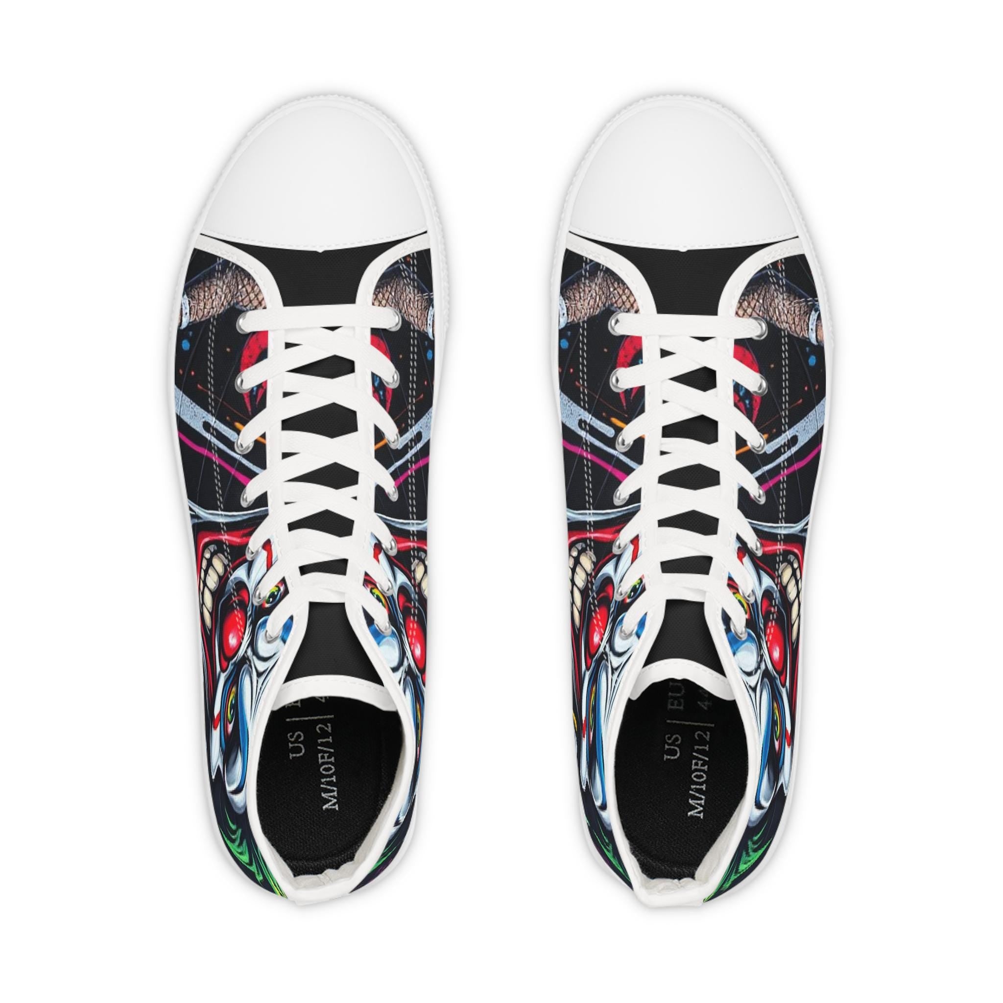 Creepy Clown Face High Top Sneakers | Horror Illustration Shoes