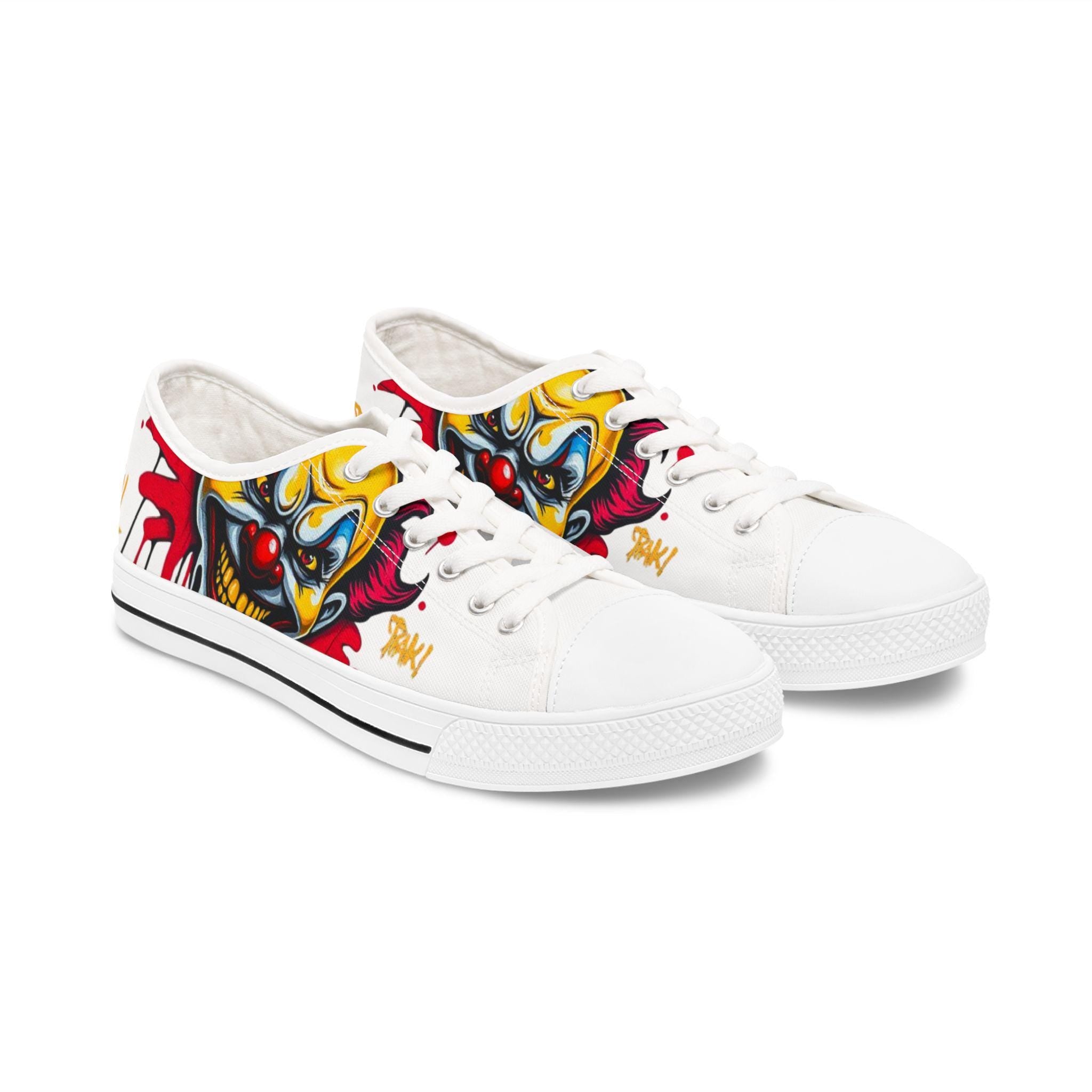 Evil Circus Clown Women's Low Top Sneakers | Horror Graffiti Art