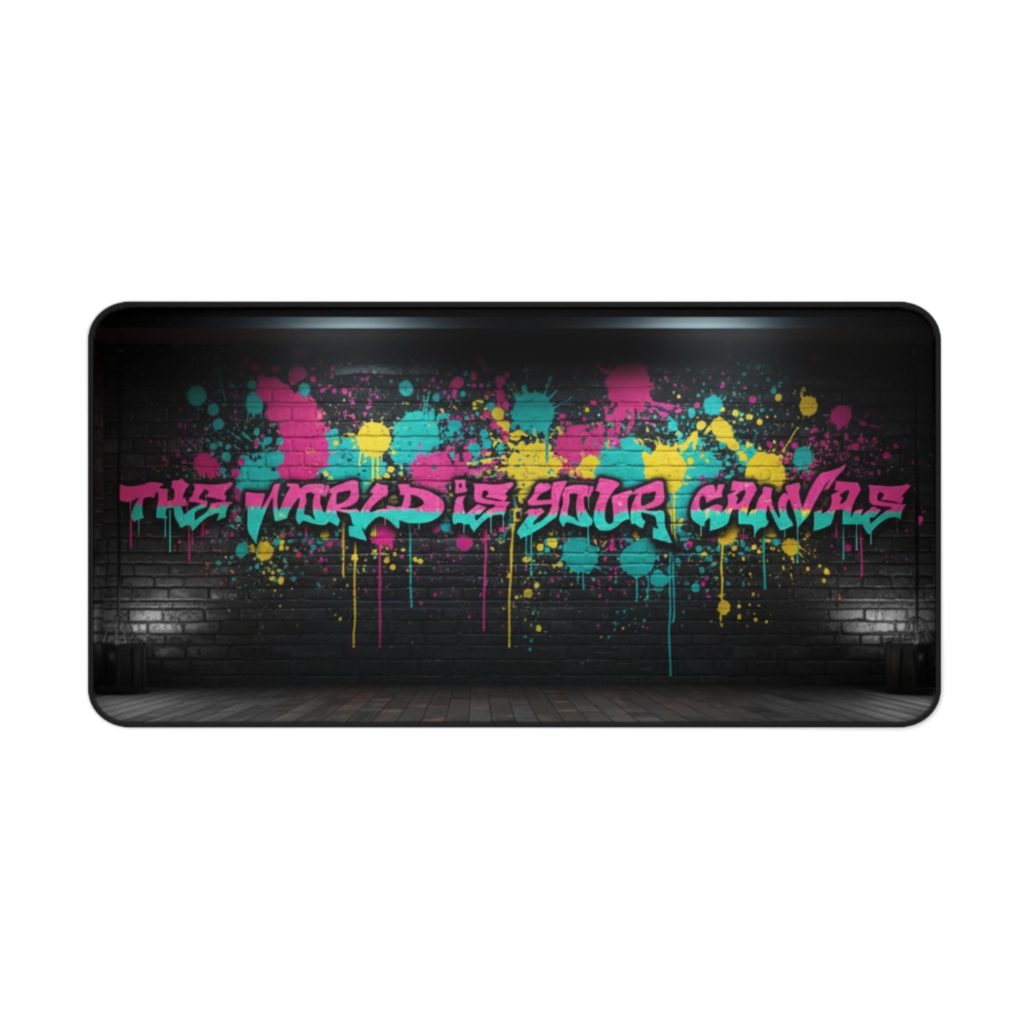 Graffiti Street Art Desk Mat | Colorful Spray Paint Wall Design