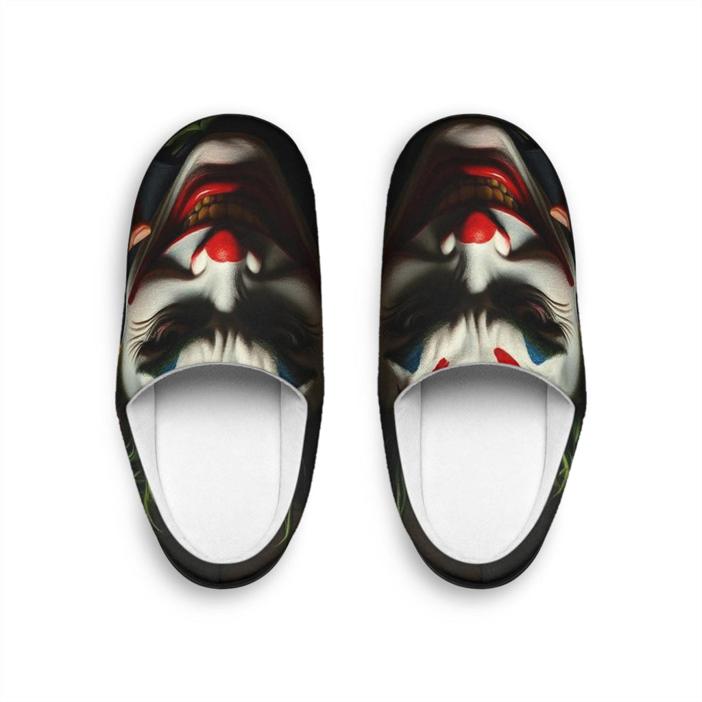 Joker Clown Face Men's Indoor Slippers | Horror Movie Character Slip-Ons