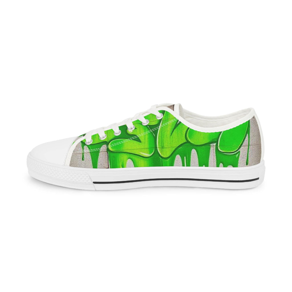 Green Paint Drip Sneakers | Low Top Canvas Shoes