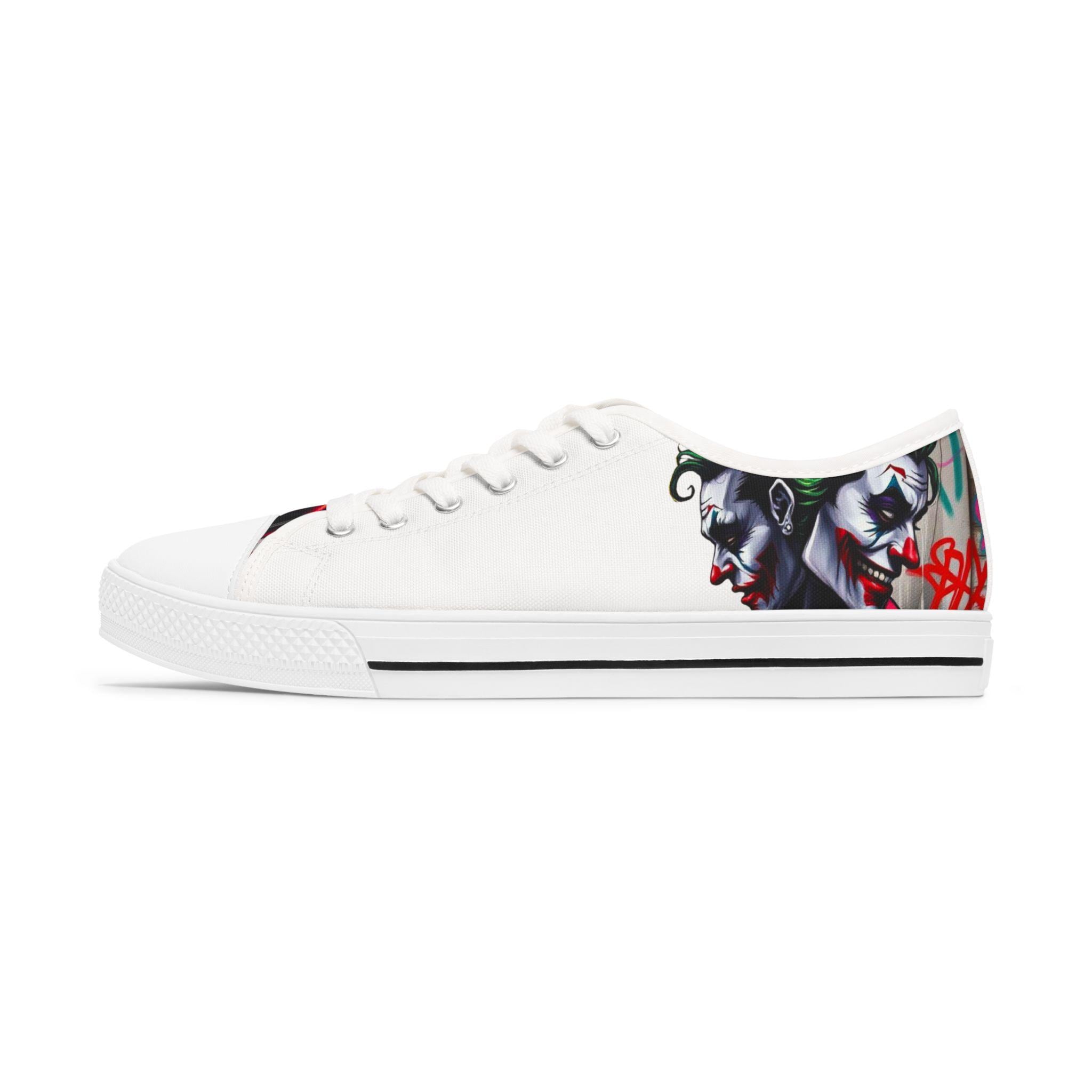 Joker Clown Face Women's Low Top Sneakers | Clown Skull Street Art Shoes
