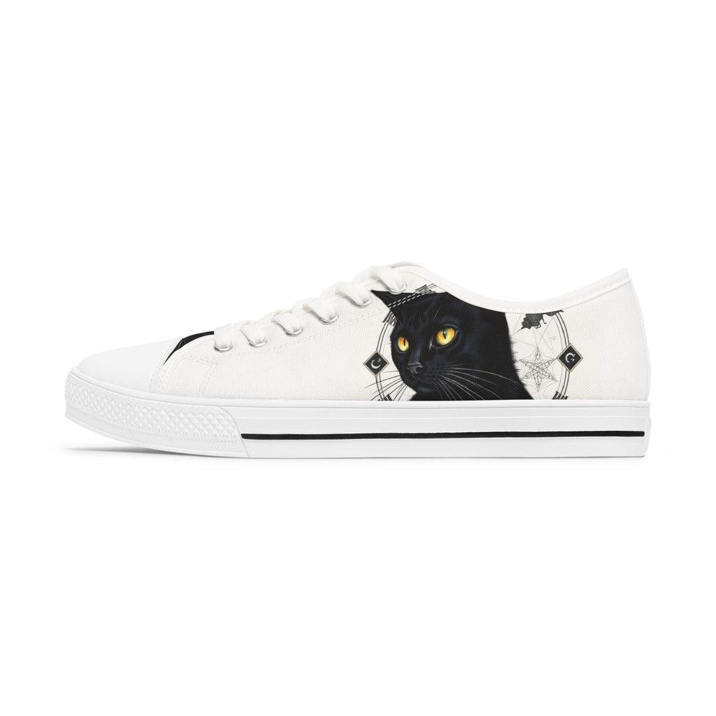 Black Cat Portrait Sneakers | Low Top Canvas Shoes