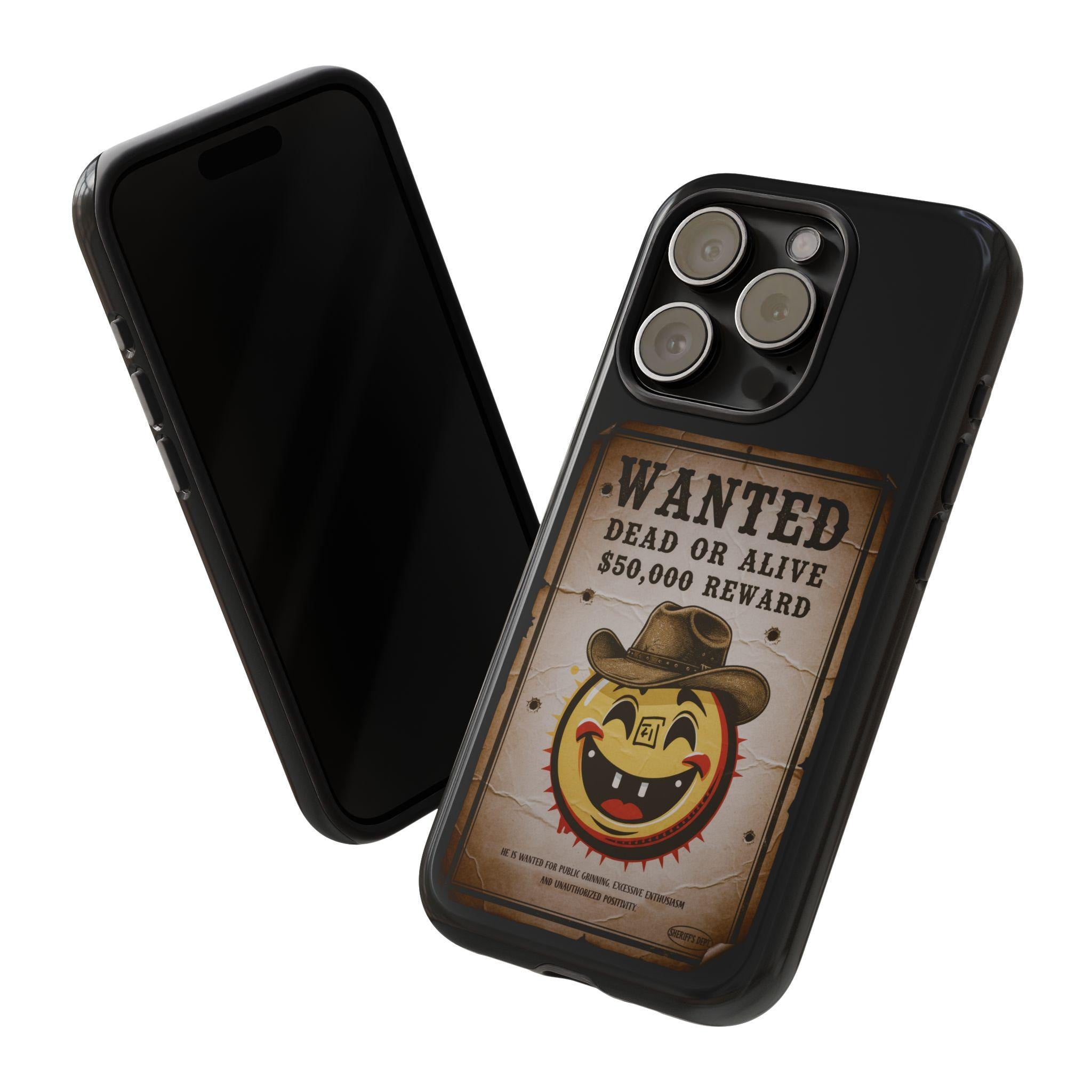 Wanted Poster Smiley Cowboy Phone Case | Western Vintage Outlaw Design