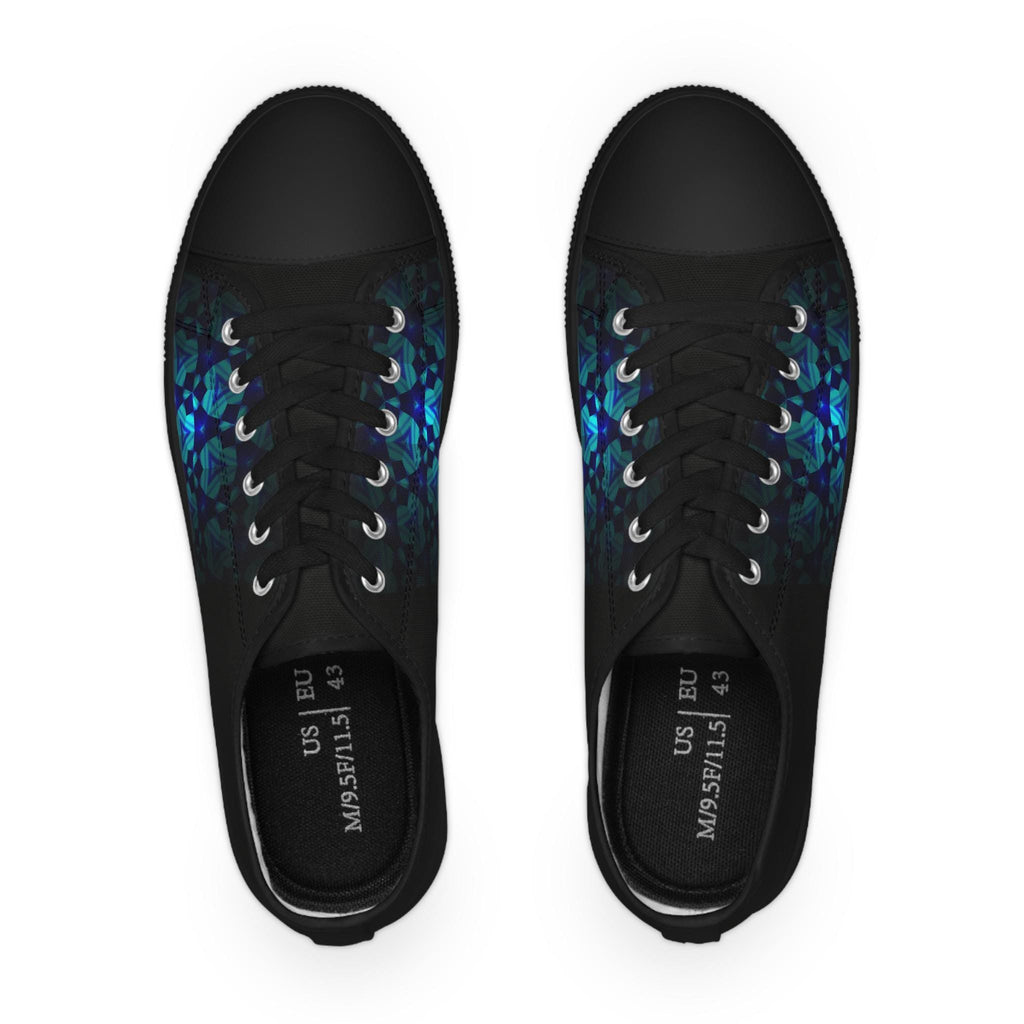 Teal Geometric Mosaic Abstract Pattern Men's Low Top Sneakers | Geometric Art Print