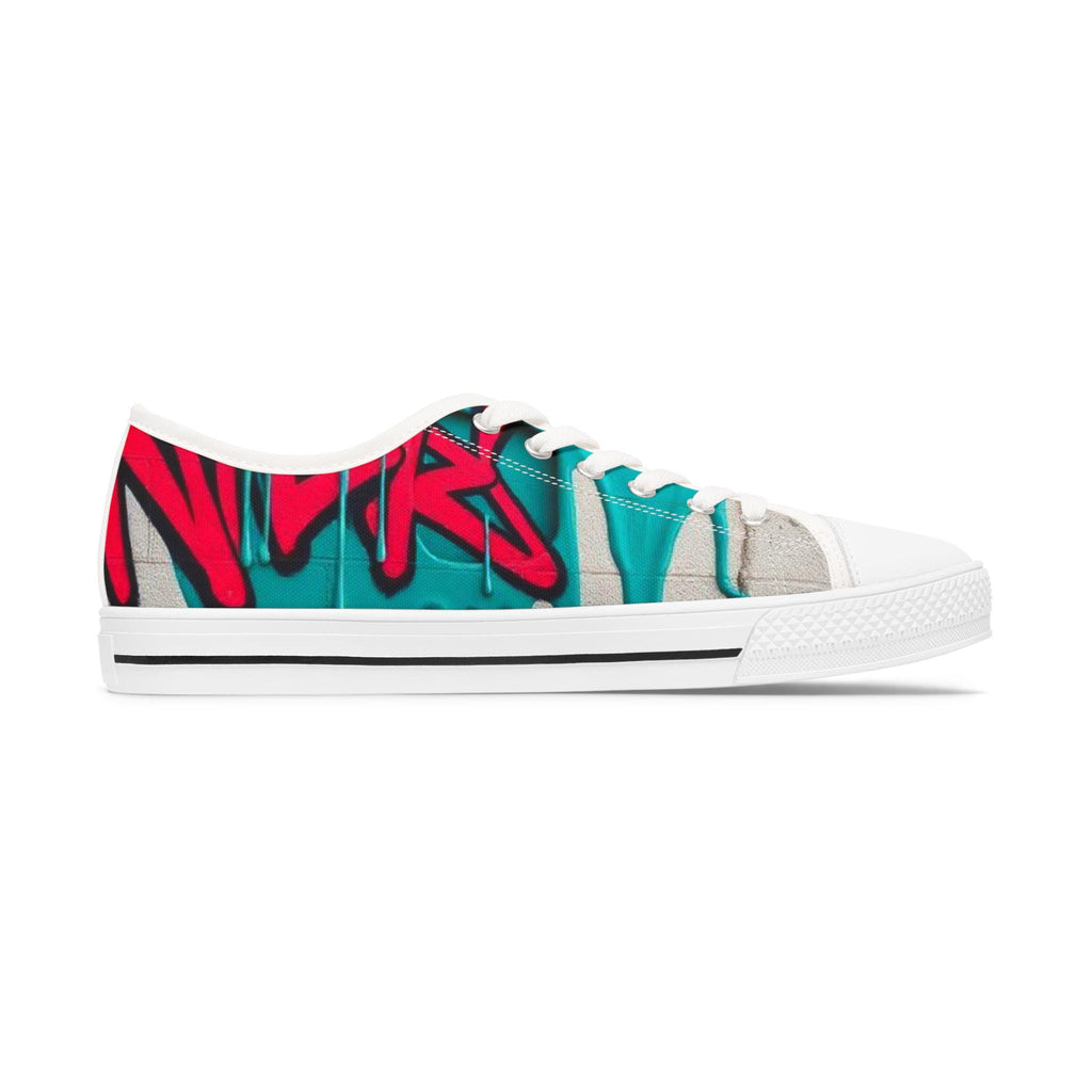 Teal Pink Street Graffiti Women's Low Top Sneakers