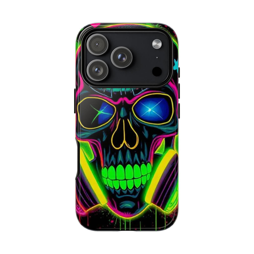 Neon Green Graffiti Skull Hard Shell Phone Case