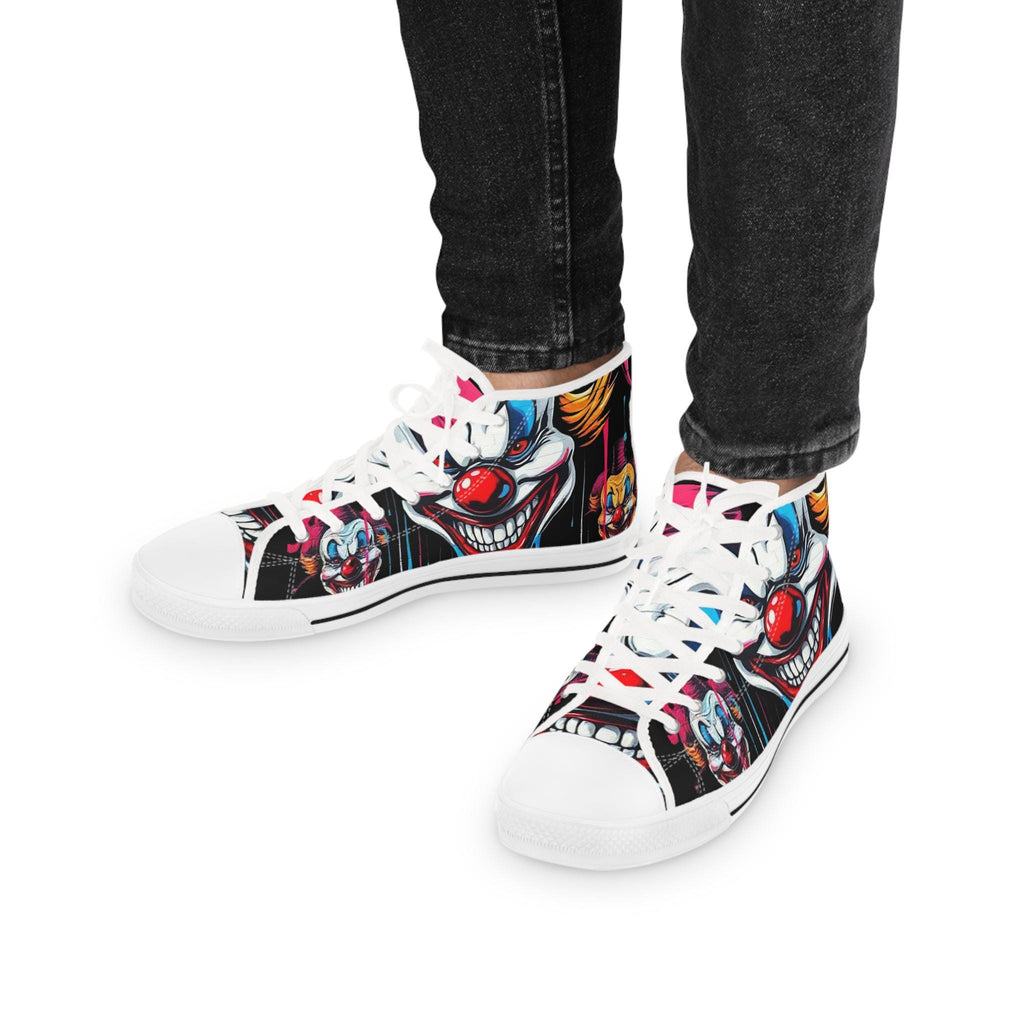 Scary Grinning Clown High Top Sneakers | Horror Circus Shoes