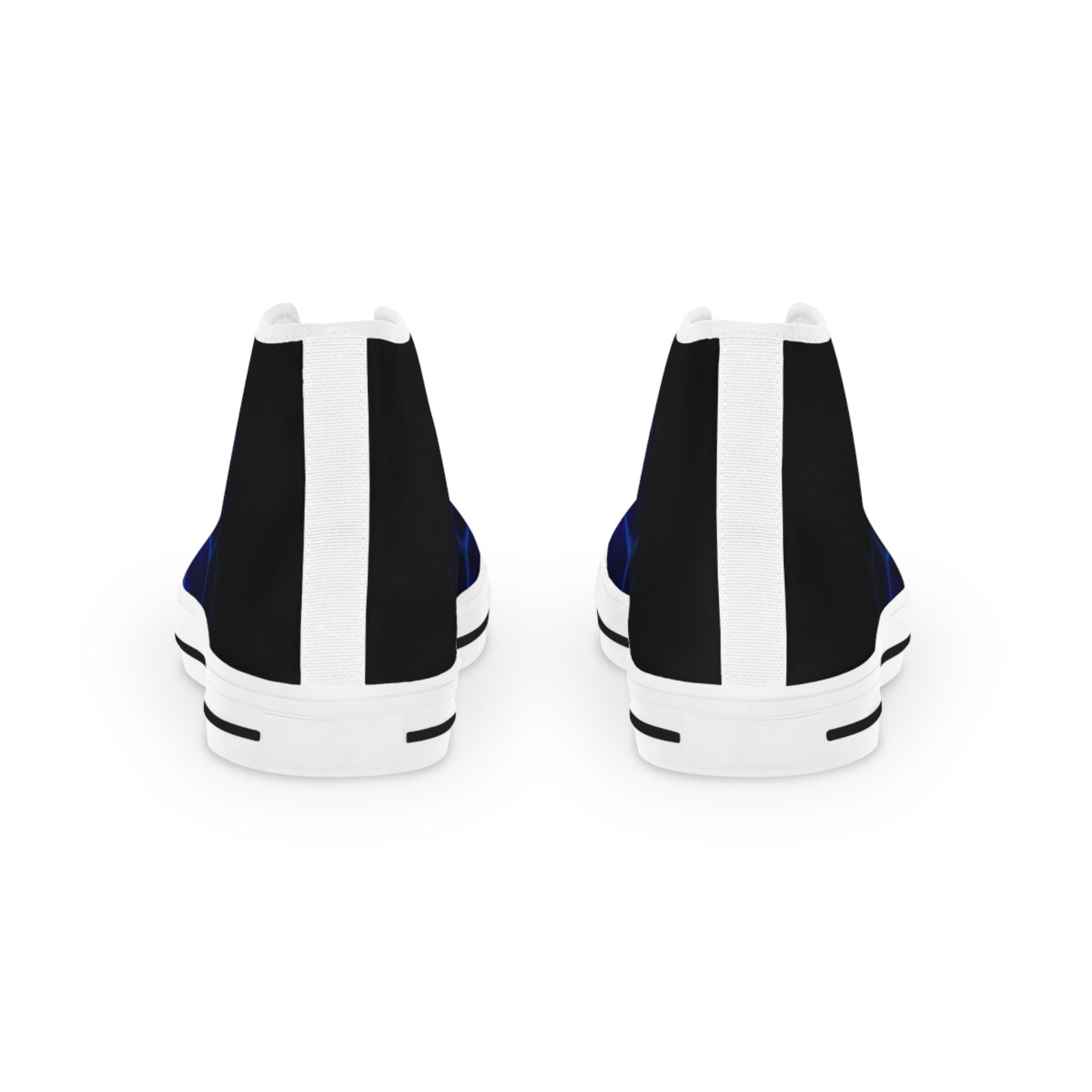 Blue Hexagon Circuit High Top Sneakers | Futuristic Geometric Shoes
