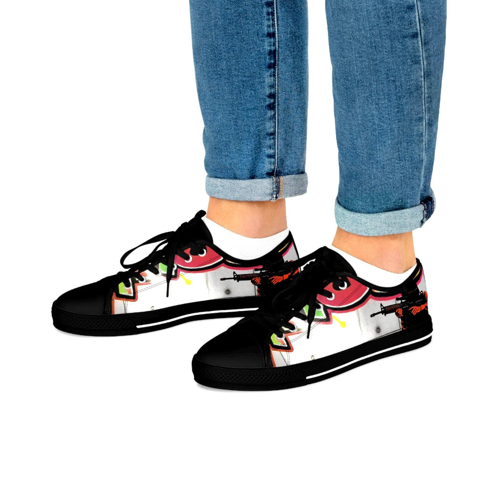 Colorful Graffiti Soldier Low Top Sneakers | Music Art Shoes