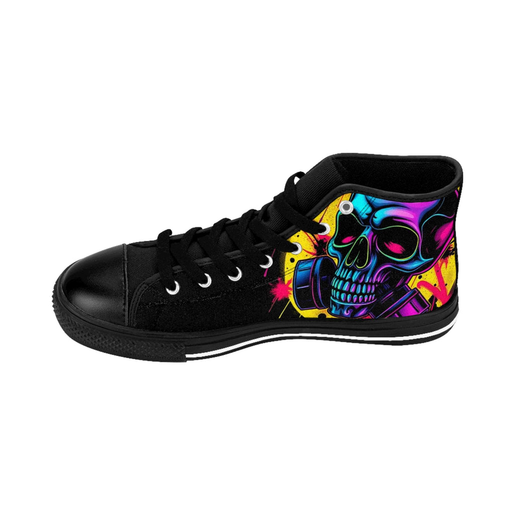 Neon Skull High Top Sneakers | Colorful Graffiti Skull Shoes