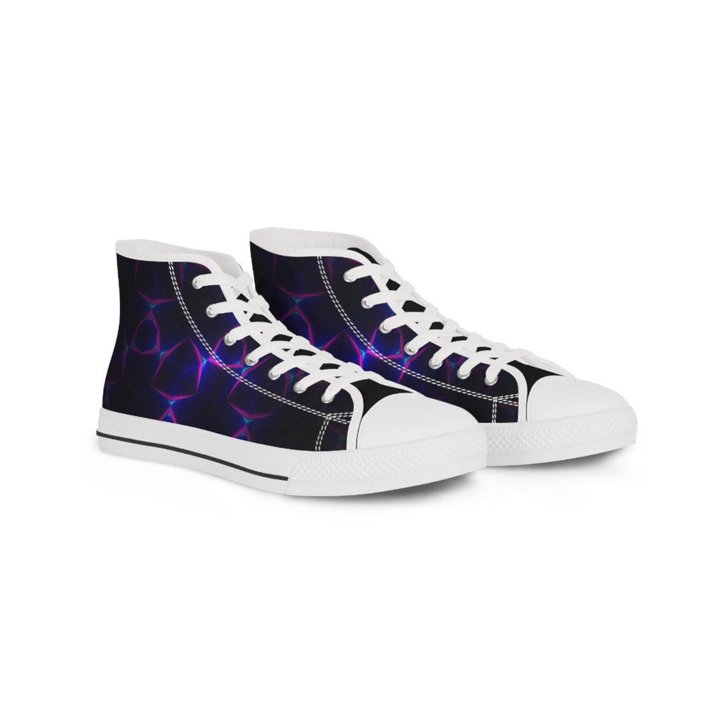 Neon Plasma Pattern High Top Sneakers | Purple Electric Wave Shoes