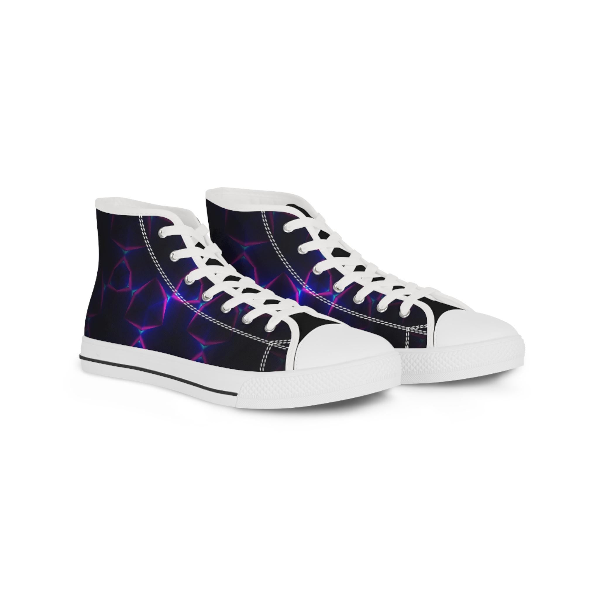 Neon Plasma Pattern High Top Sneakers | Purple Electric Wave Shoes