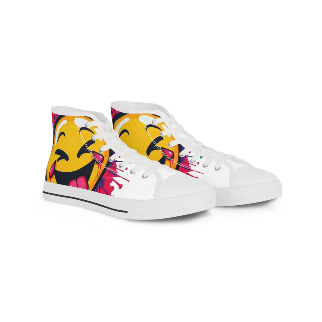 Emoji Tongue Smile High Top Sneakers | Colorful Street Art, Drip Paint