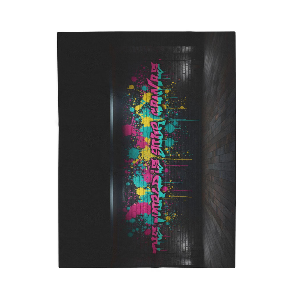 Neon Graffiti The World Is Your Canvas Art Blanket | Urban Spray Paint Alley Mural