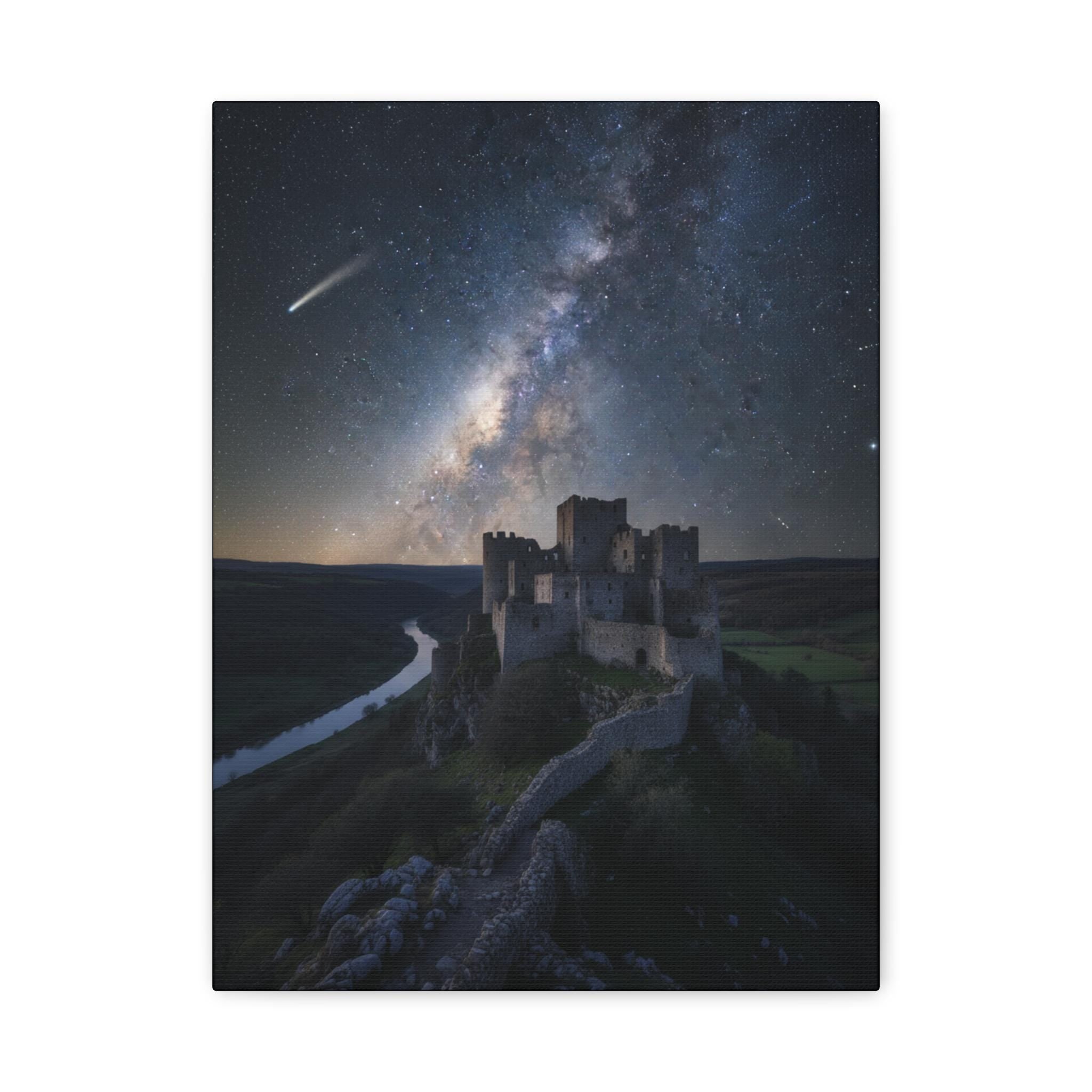 Milky Way Castle Night Sky Matte Canvas