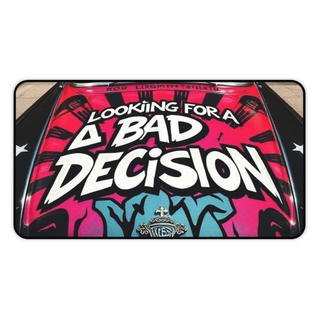 Looking For A Bad Decision Desk Mat | Retro Graffiti Car Hood Design
