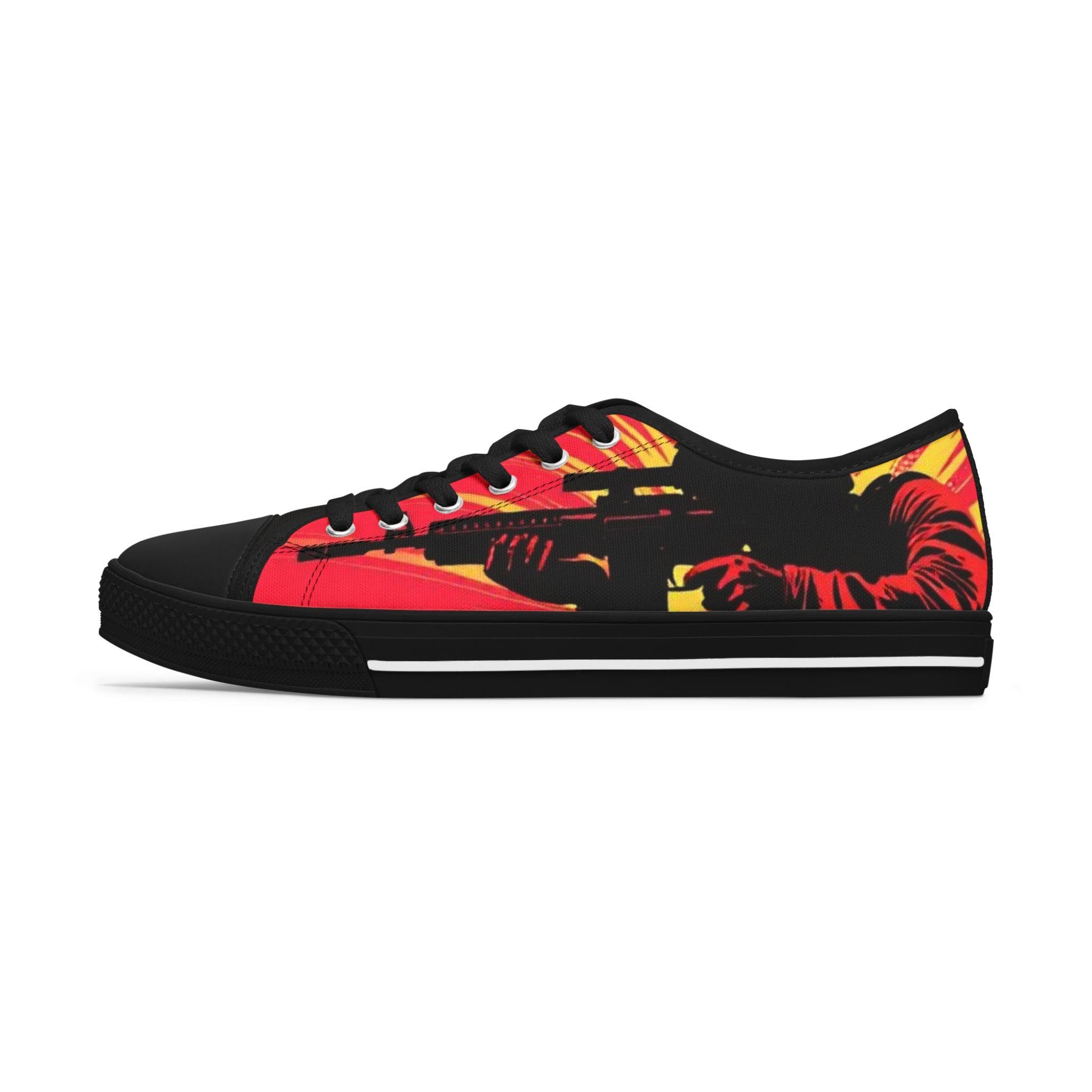 Sunburst Soldier Graphic Low Top Sneakers | Music Rock Instrument Shoes