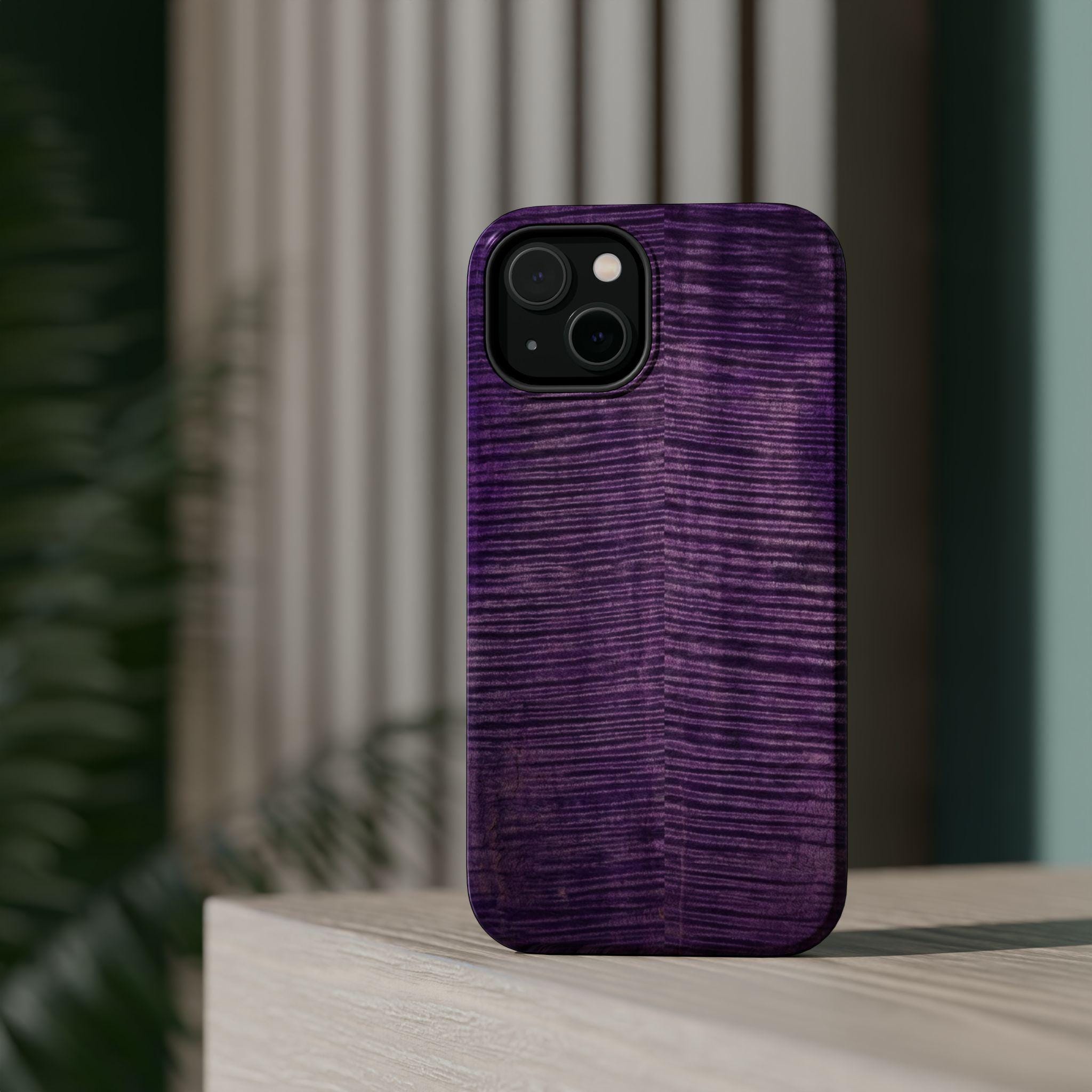 Flamed Maple Purple Woodgrain Phone Case | Magnetic Impact-Resistant Case