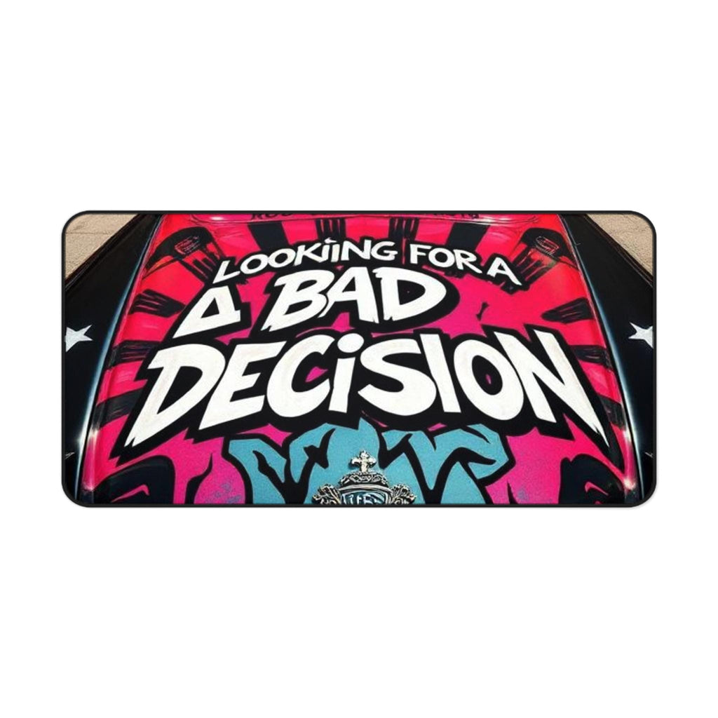 Looking For A Bad Decision Desk Mat | Retro Graffiti Car Hood Design
