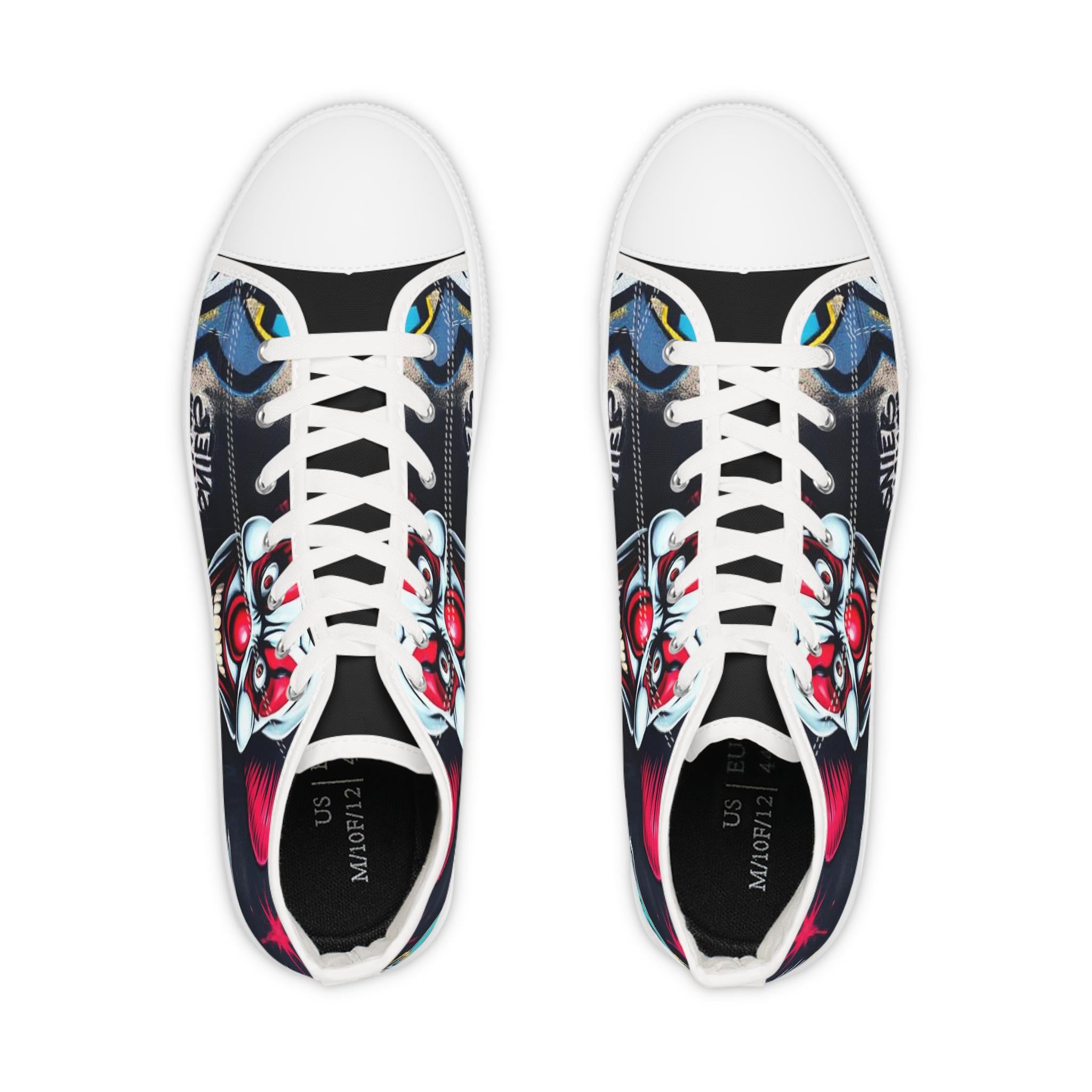 Creepy Clown Graffiti Face High Top Sneakers | Horror Skate Shoe