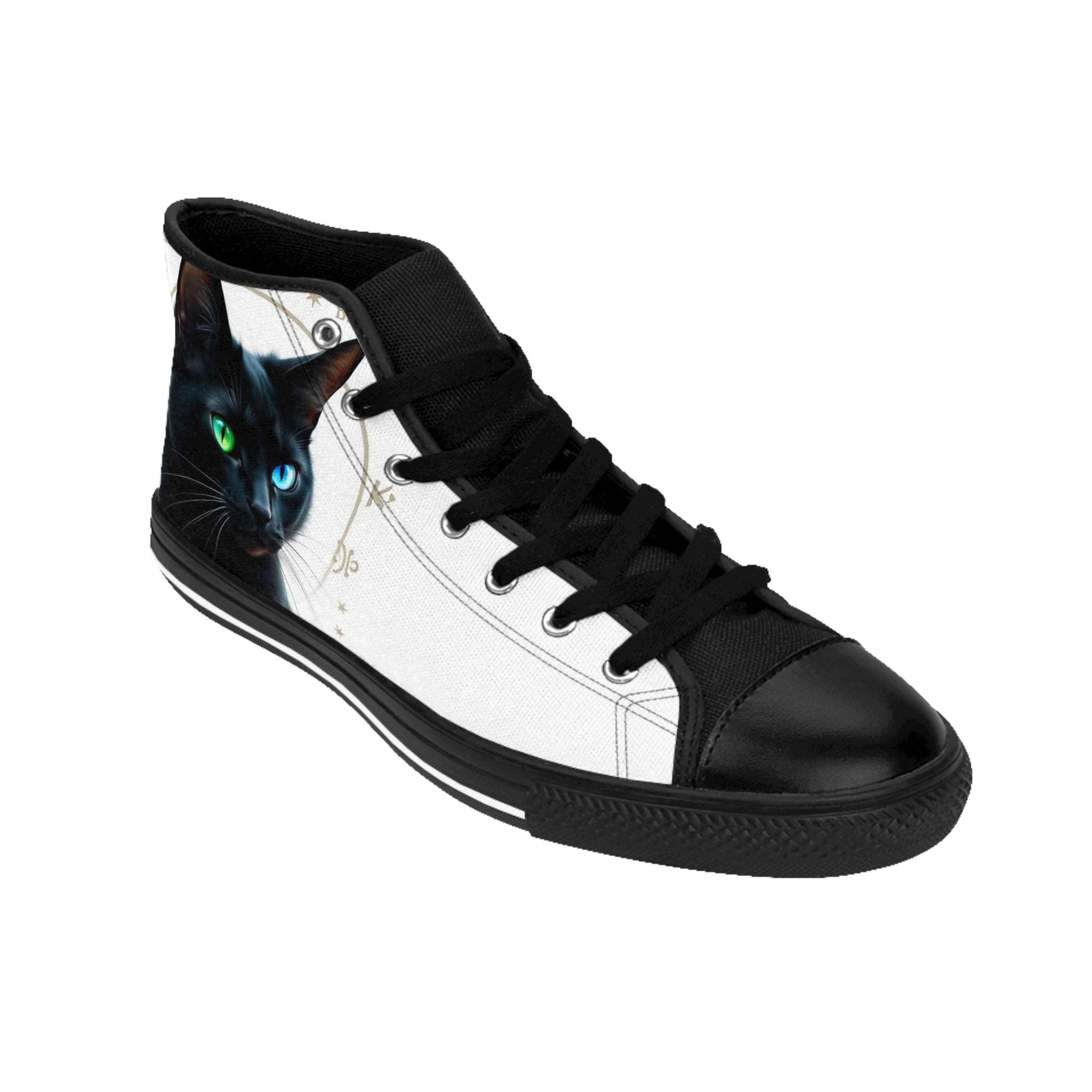 Black Cat Portrait Sneakers | High Top Canvas Shoes