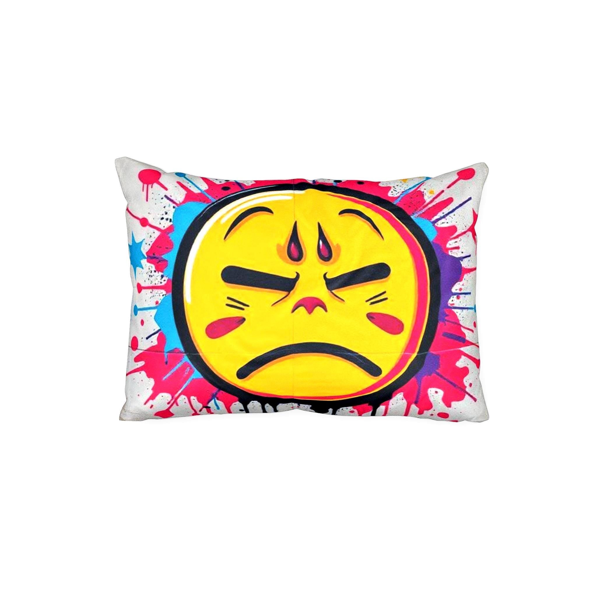 Graffiti Angry Face Cotton Pillow Sham | Urban Street Art Splash