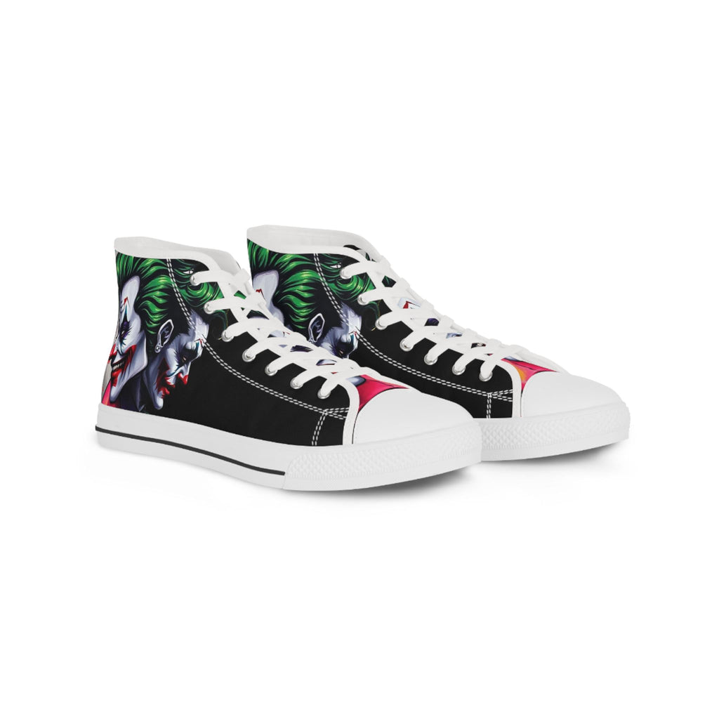 Men's Joker Clown Face High Top Sneakers, Comic Book Art Footwear
