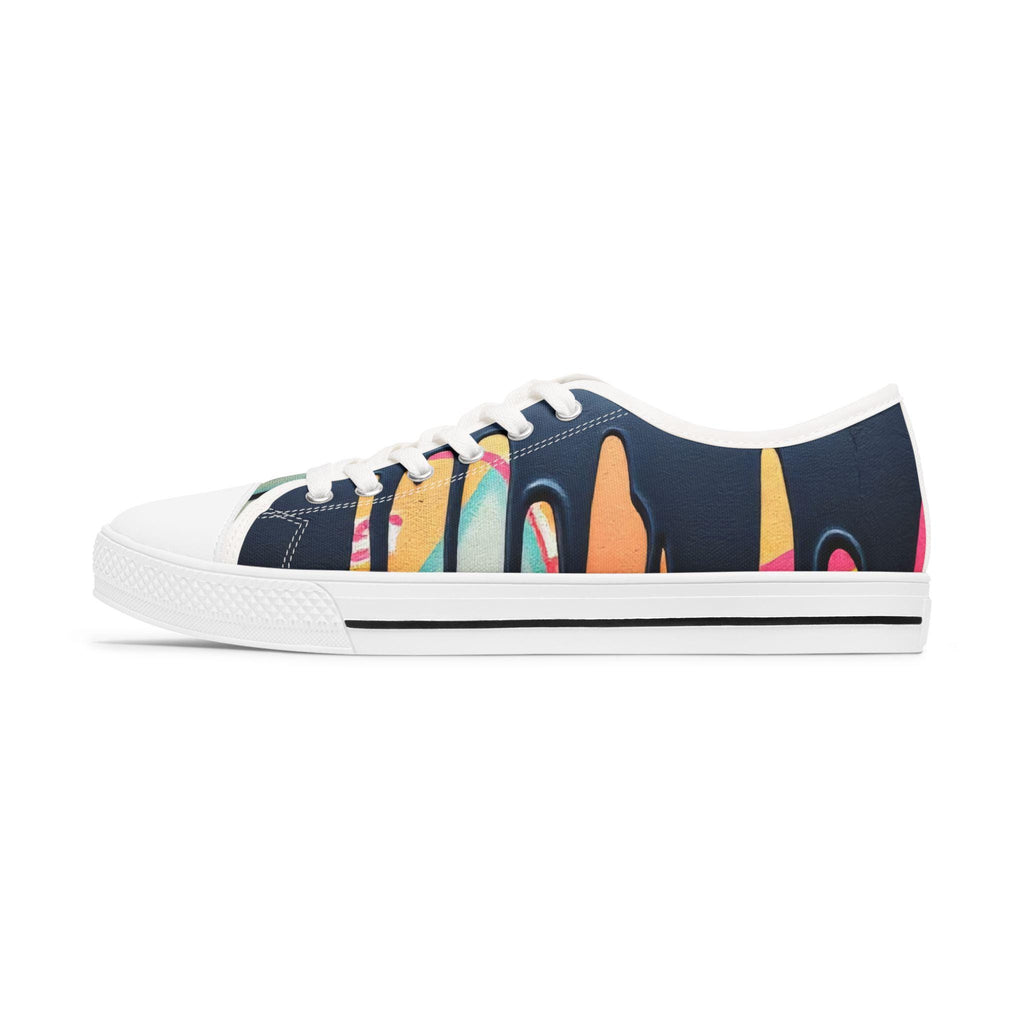 Paint Drip Pattern Women's Low Top Sneakers | Neon Paint Splash Design