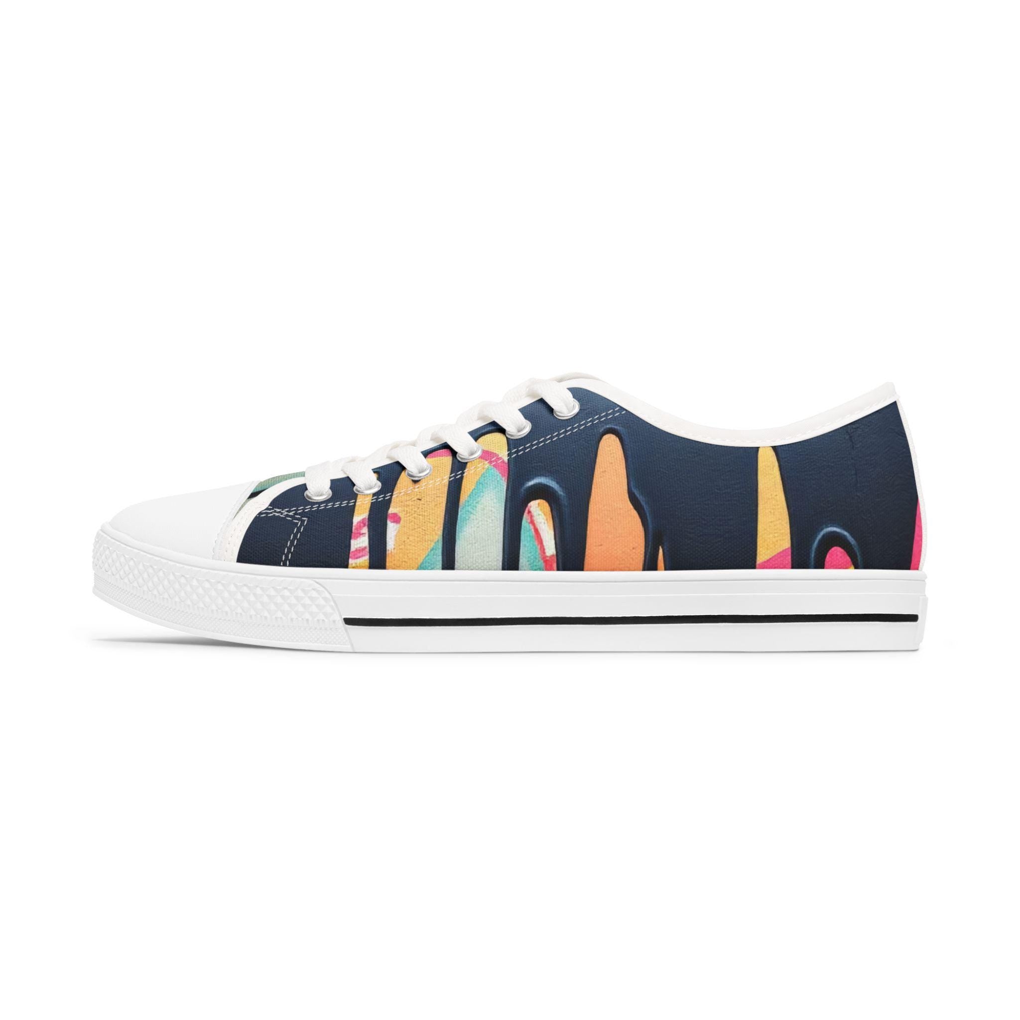 Paint Drip Pattern Women's Low Top Sneakers | Neon Paint Splash Design