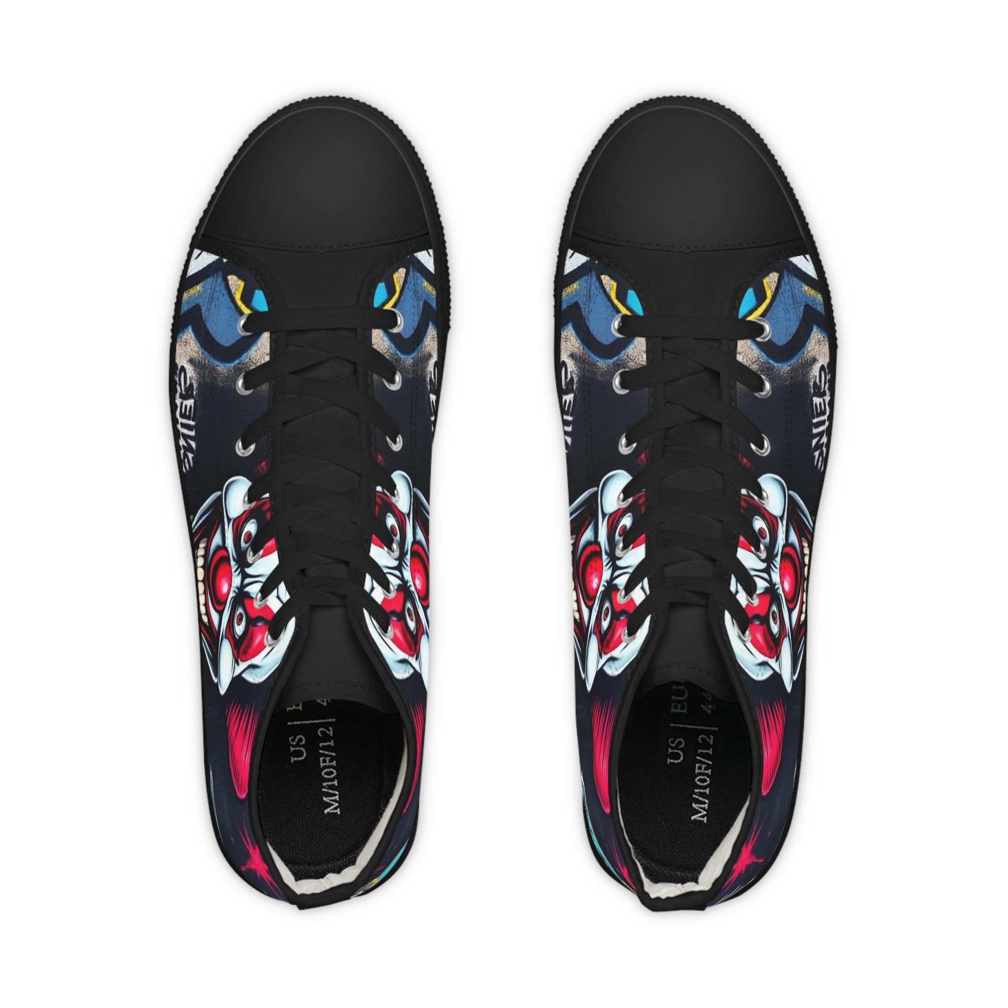 Creepy Clown Graffiti Face High Top Sneakers | Horror Skate Shoe