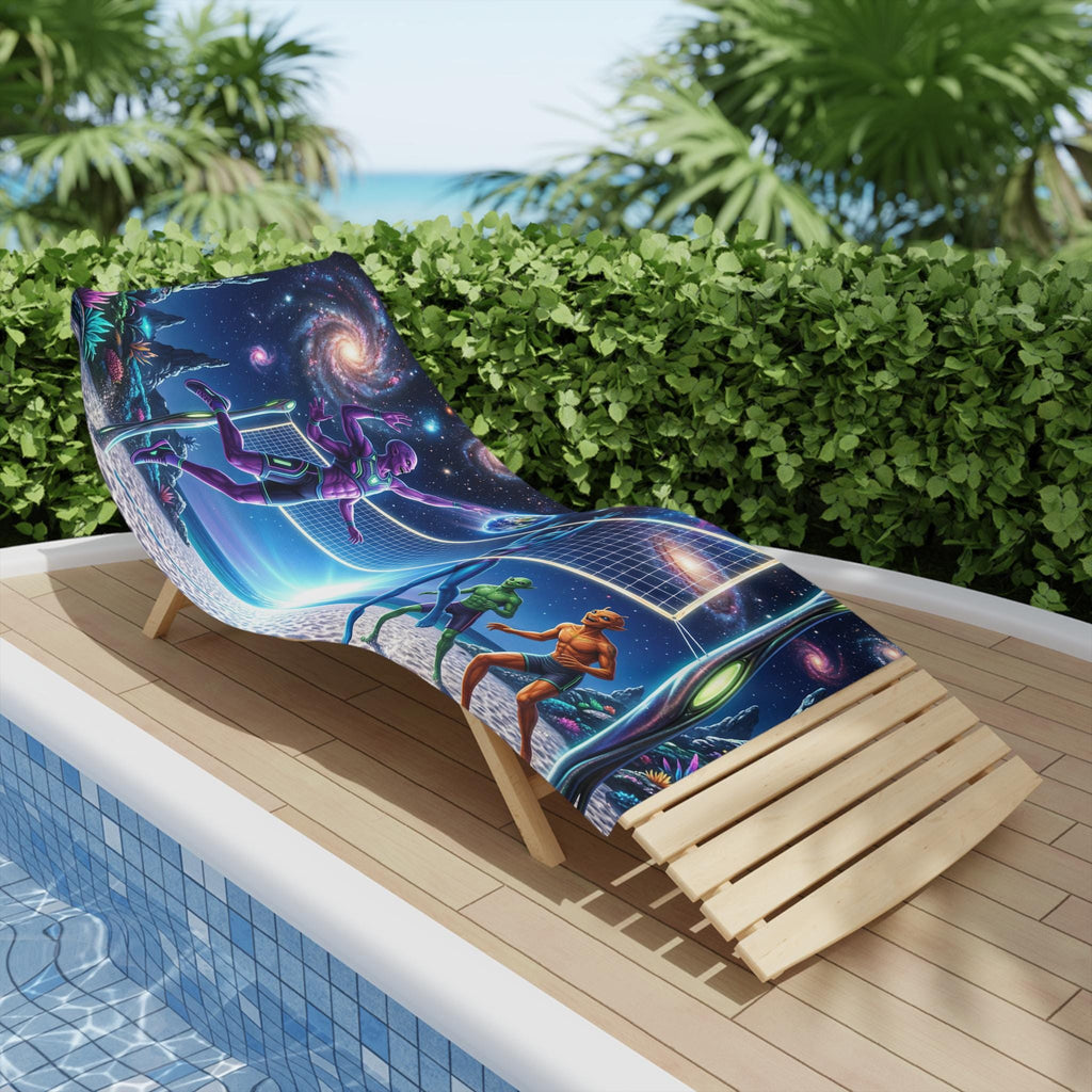Galactic Beach Volleyball Beach Towel | Space Sunset Alien Players