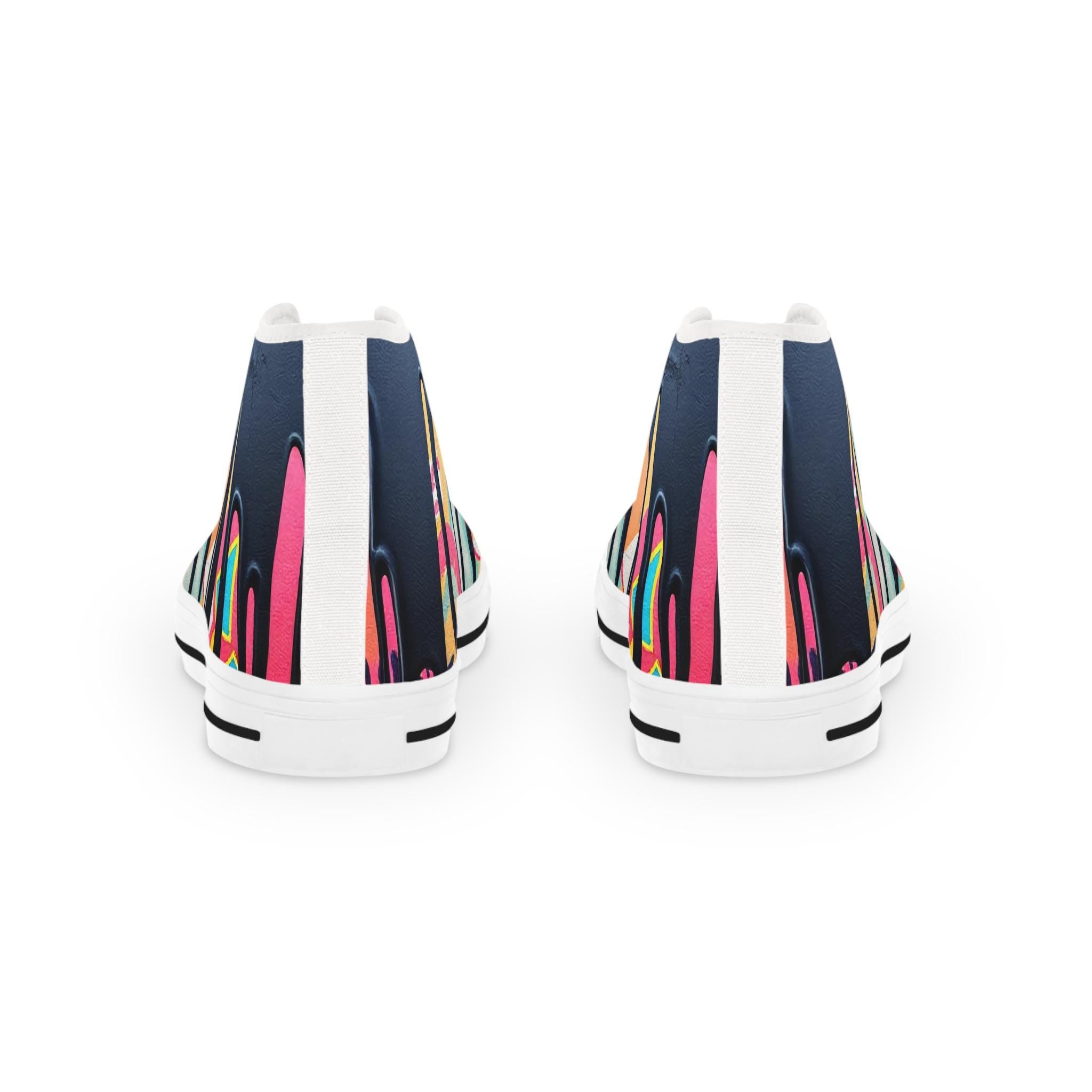 Paint Drip Pattern Men's High Top Sneakers | Navy Pink Canvas Shoes