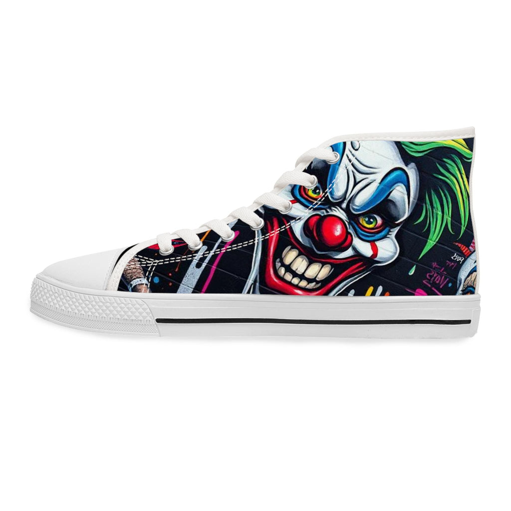 Creepy Clown Face High Top Sneakers | Horror Face Skate Shoes