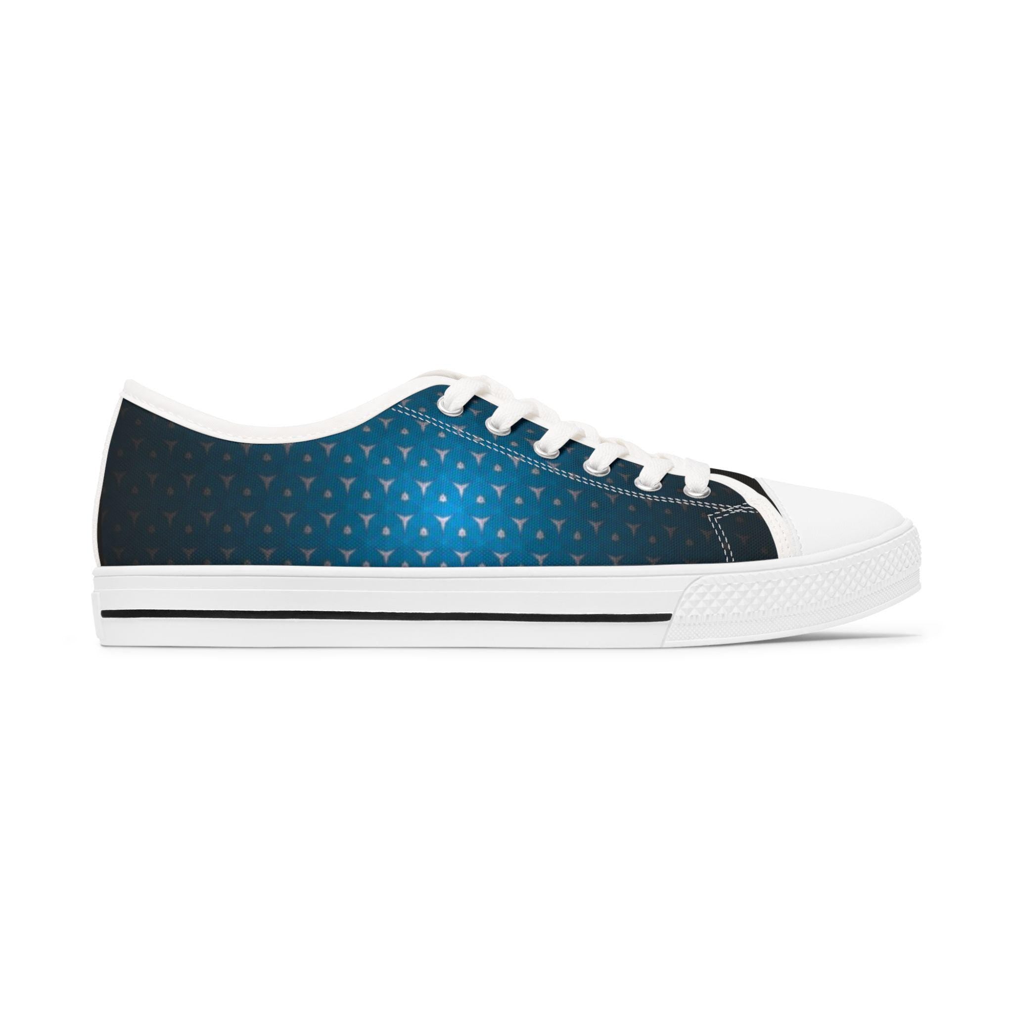 Blue Gradient Triangle Pattern Sneakers | Low Top Canvas Shoes