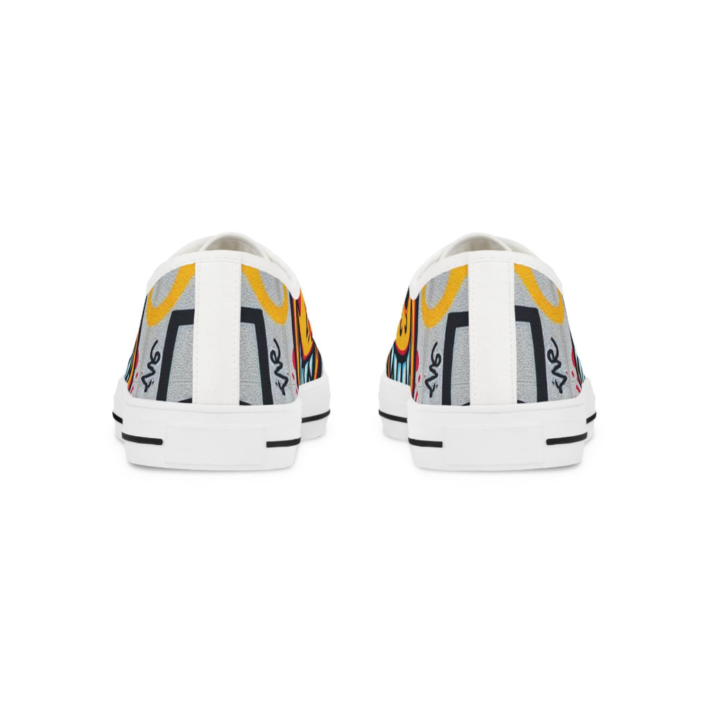 Evil Smile Graffiti Emoji Face Men's Low Top Sneakers | Bold Streetwear Illustration