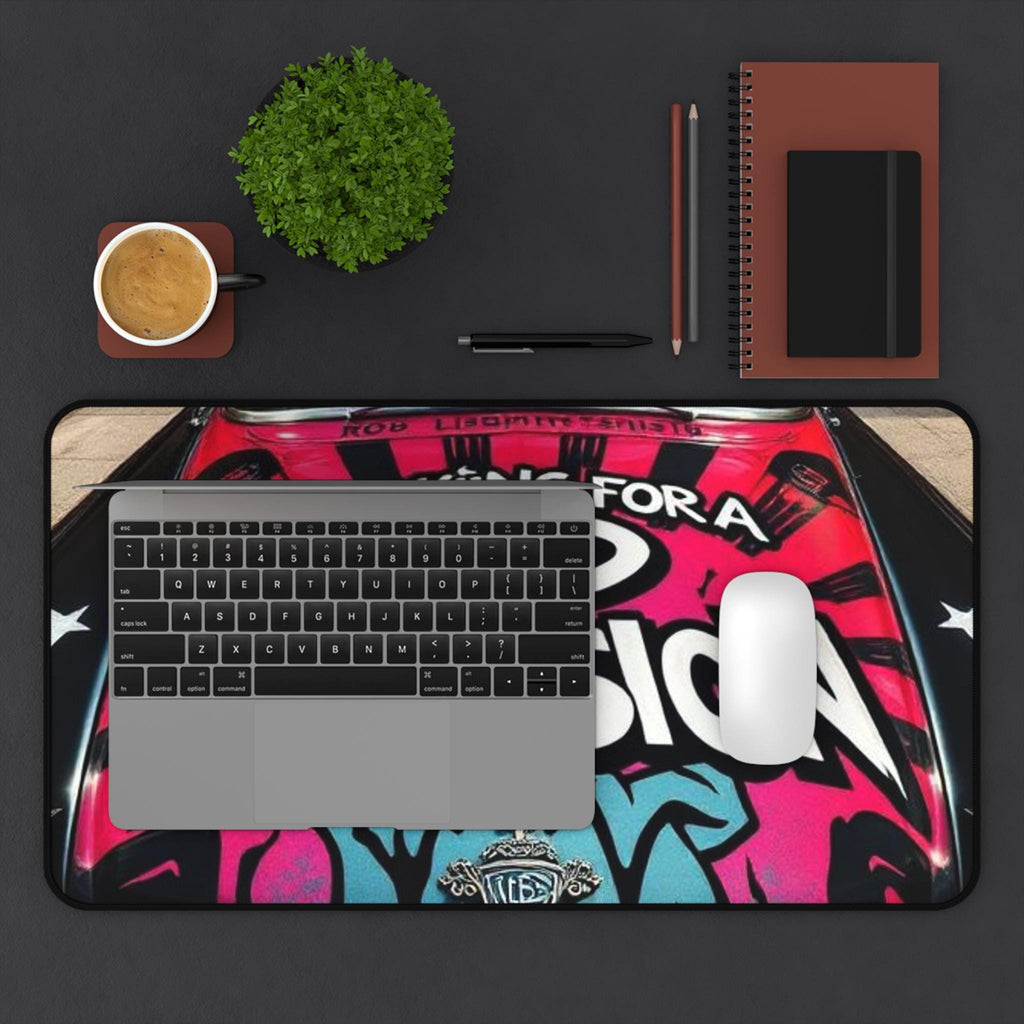 Looking For A Bad Decision Desk Mat | Retro Graffiti Car Hood Design