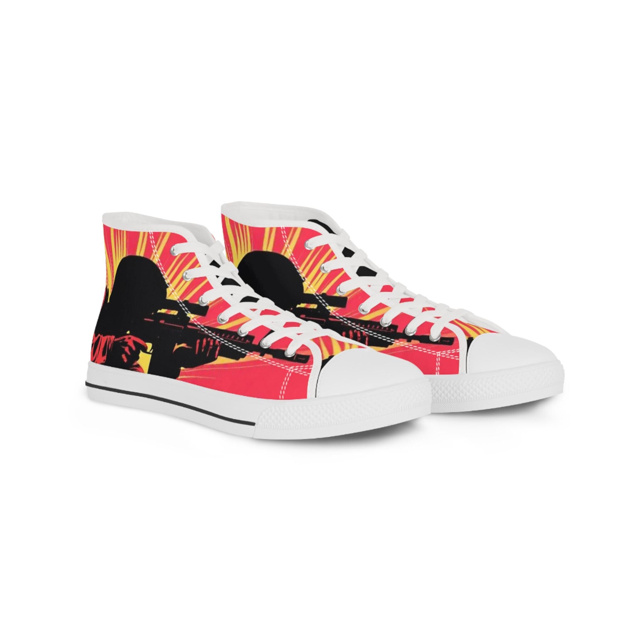 Sunburst Soldier Graphic High Top Sneakers | Musician Rock Shoe