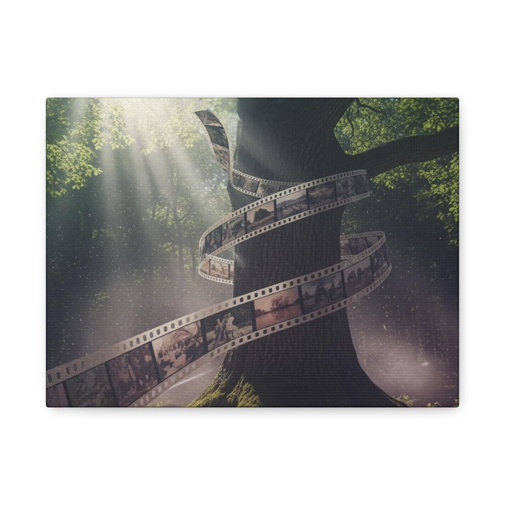 Film Reel Tree canvas | Vintage photo strip forest wall art