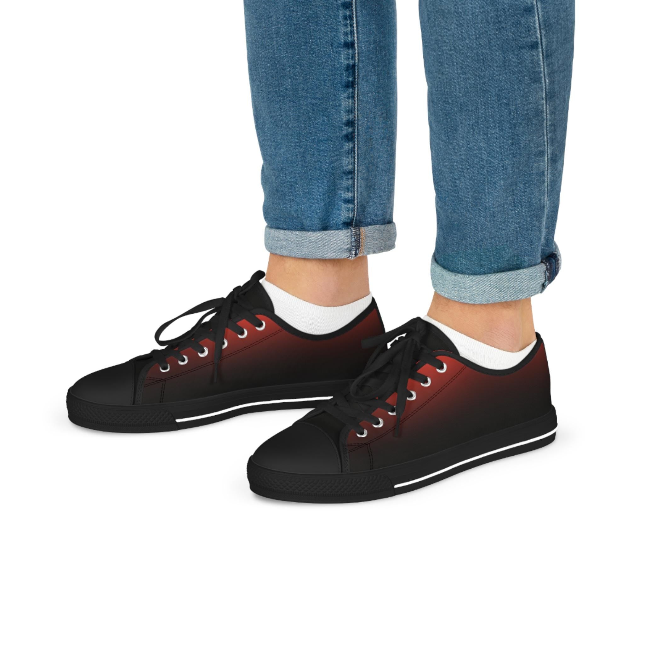 Red Black Ombre Sneakers | Low Top Canvas Shoes